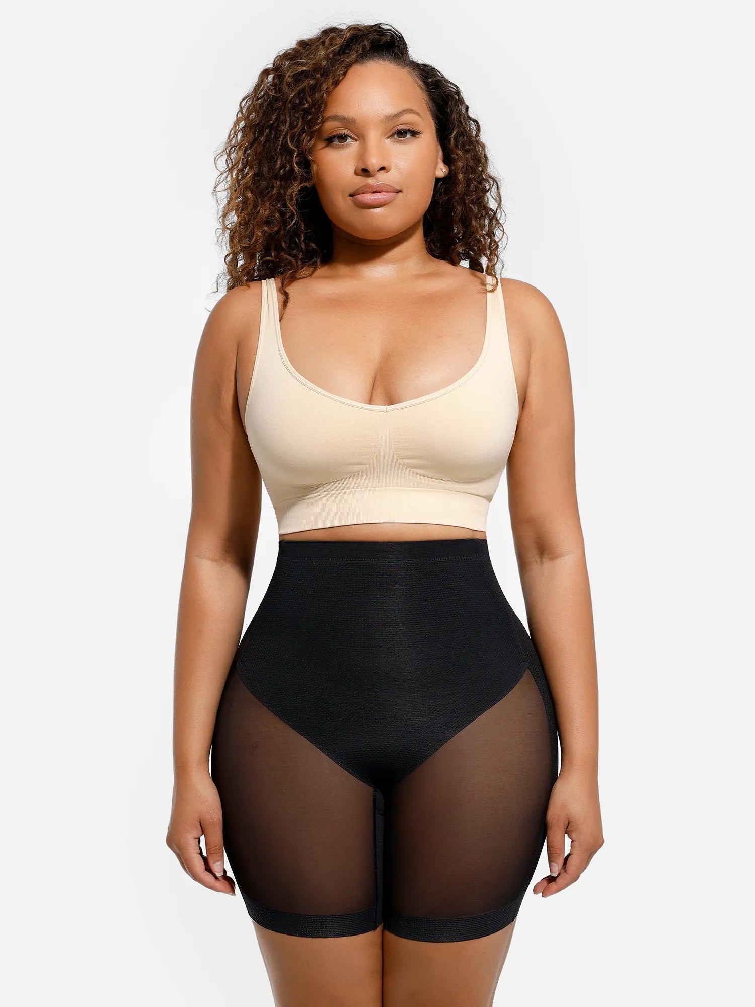 Mesh Tummy Control Bodysuit & Shorts Set