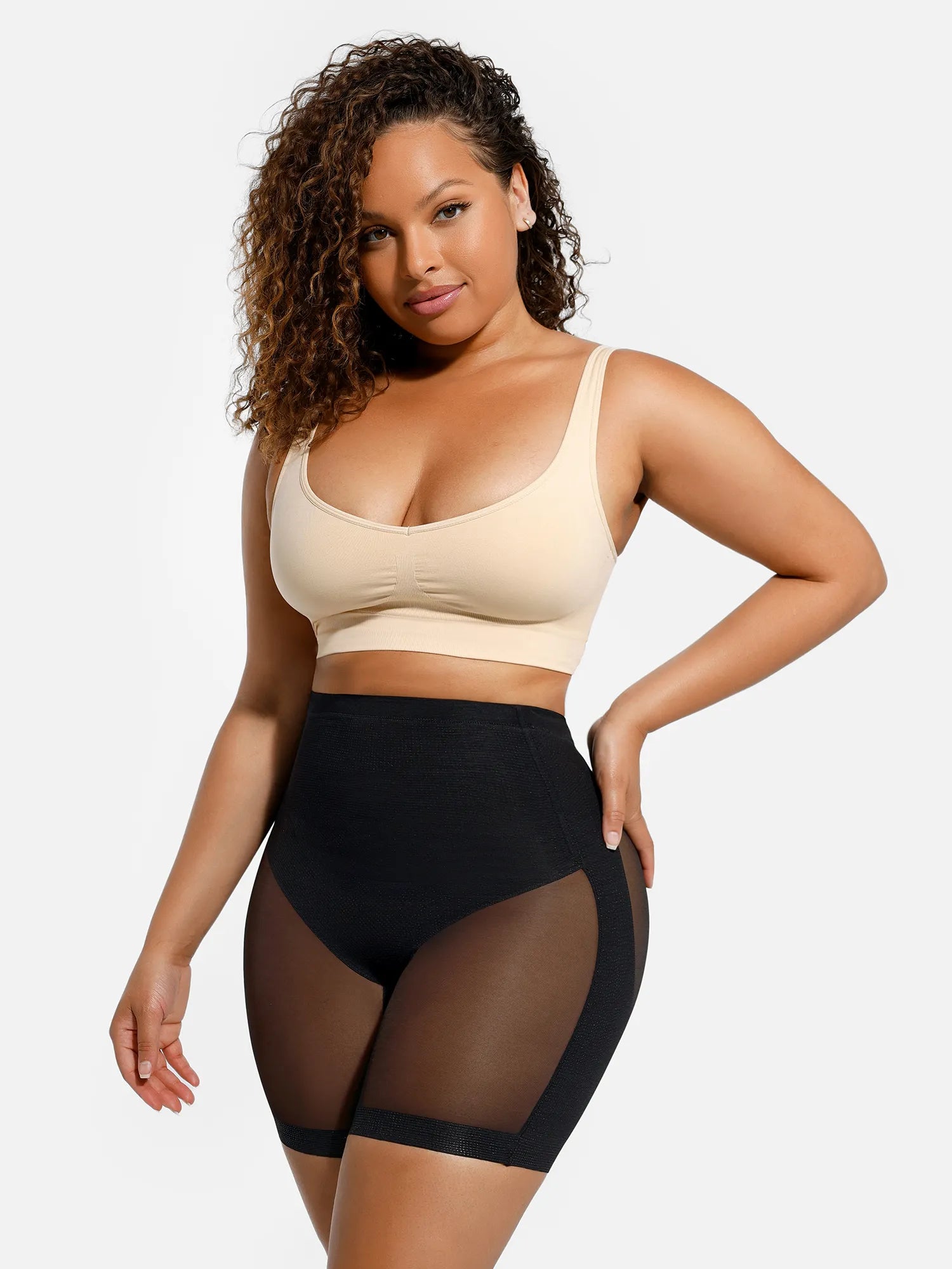 Mesh Tummy Control Bodysuit & Shorts Set