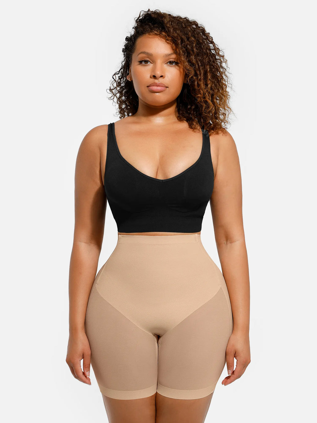 Mesh Tummy Control Bodysuit & Shorts Set