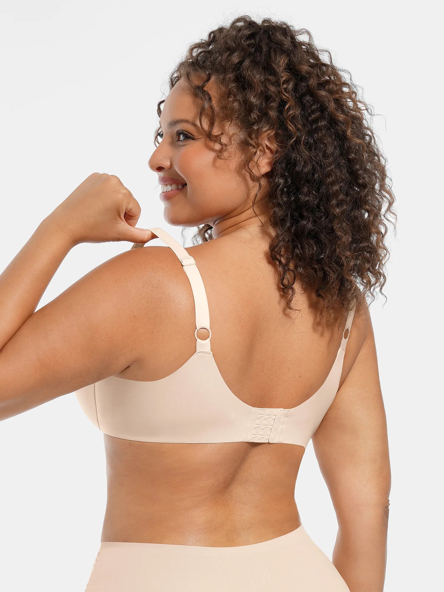 Adjustable-Strap Underwire Deep V-neck Bra