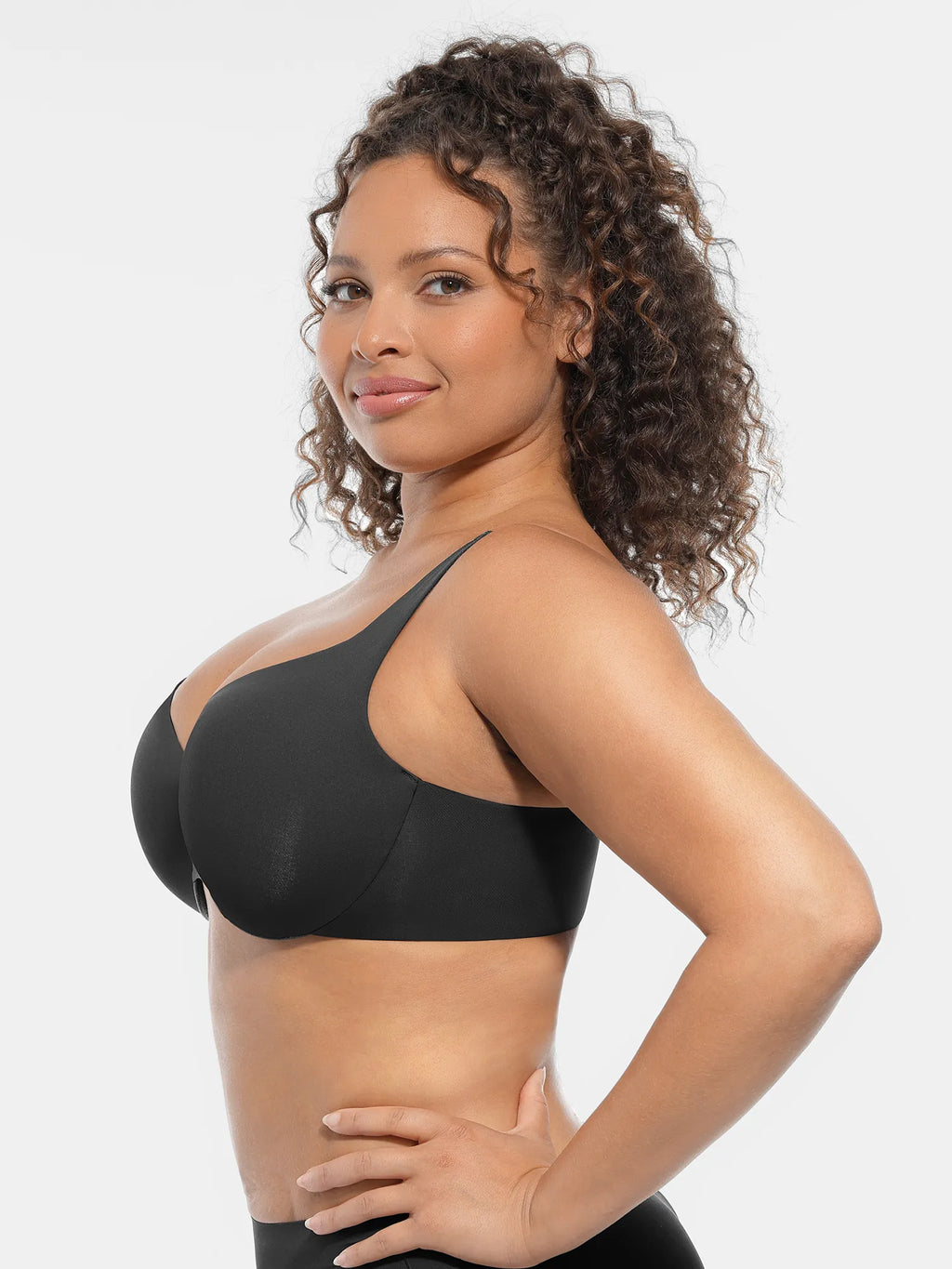 Adjustable-Strap Underwire Deep V-neck Bra