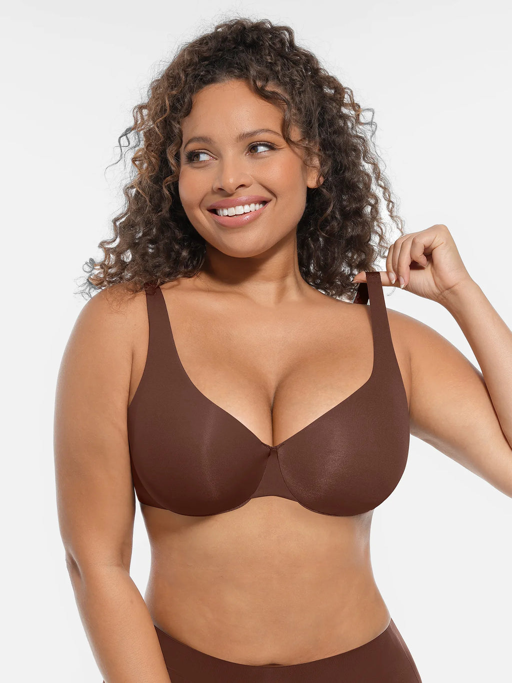 Adjustable-Strap Underwire Deep V-neck Bra