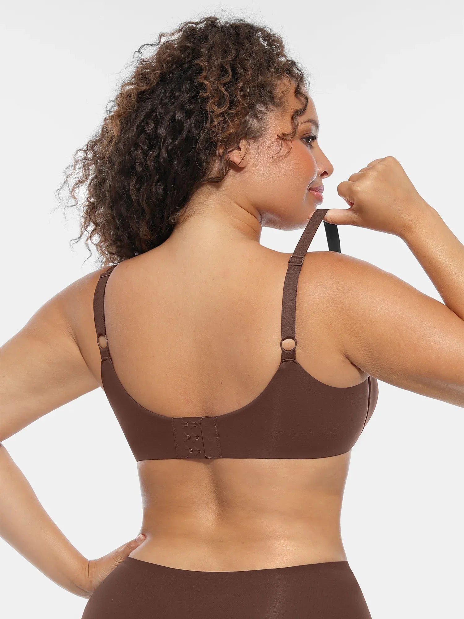 Adjustable-Strap Underwire Deep V-neck Bra