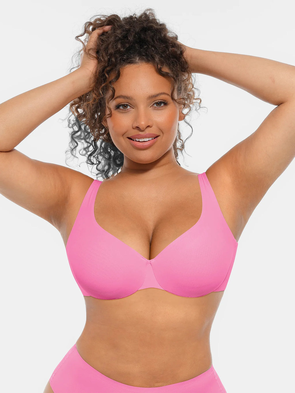 Adjustable-Strap Underwire Deep V-neck Bra