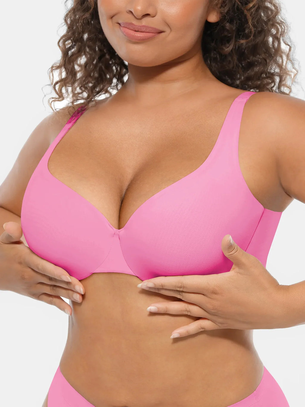 Adjustable-Strap Underwire Deep V-neck Bra