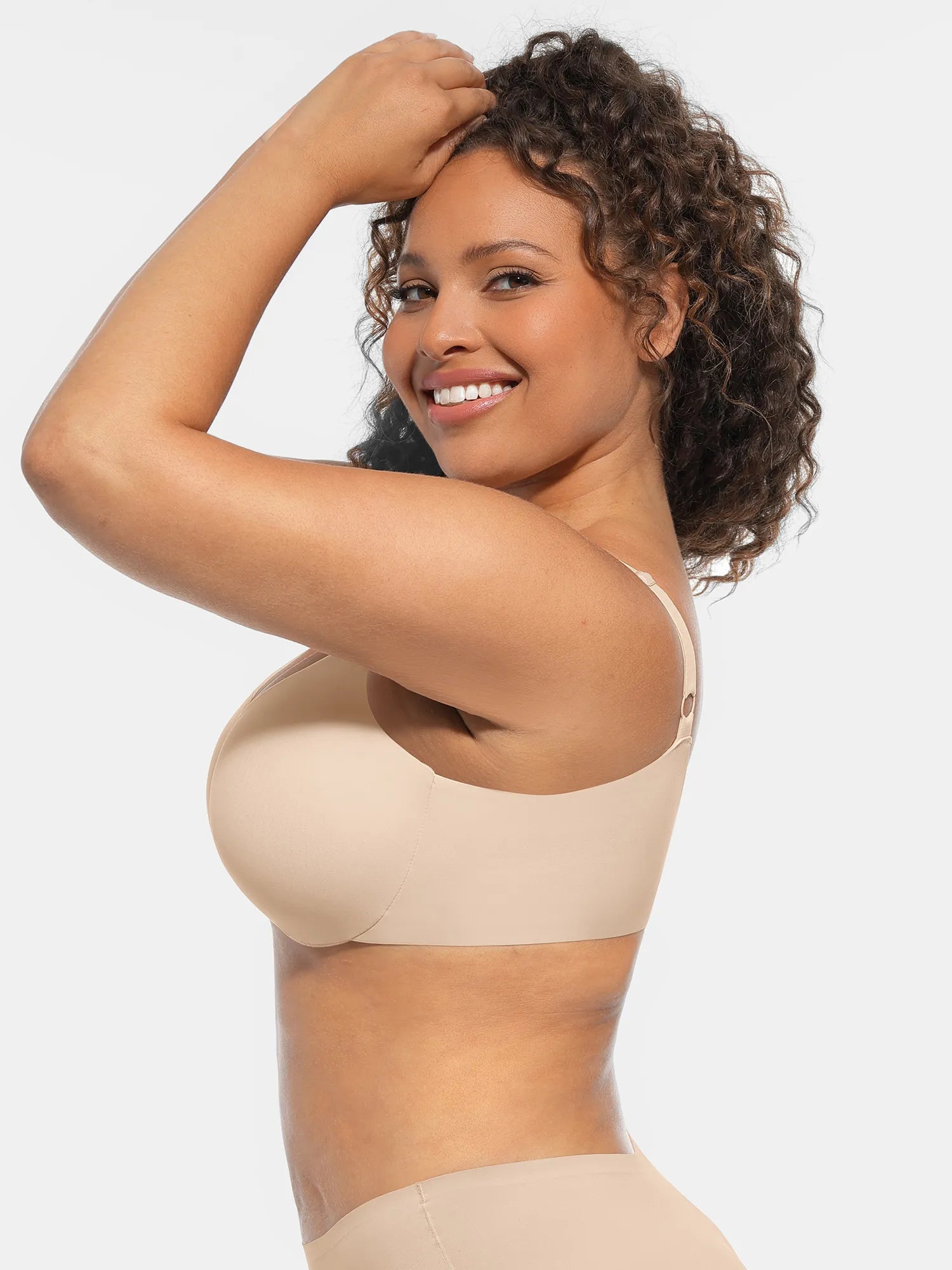 Adjustable-Strap Underwire Deep V-neck Bra