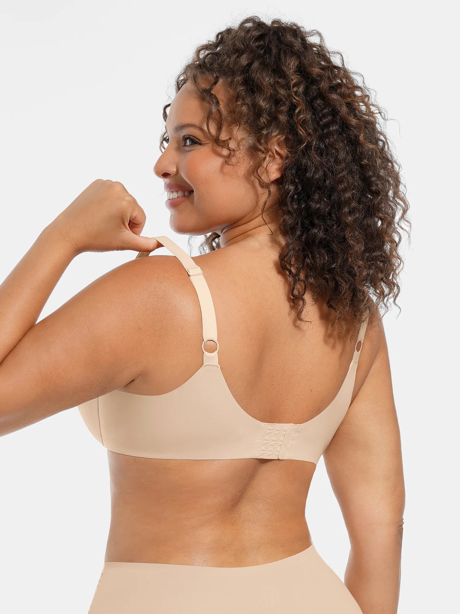 Adjustable-Strap Underwire Deep V-neck Bra