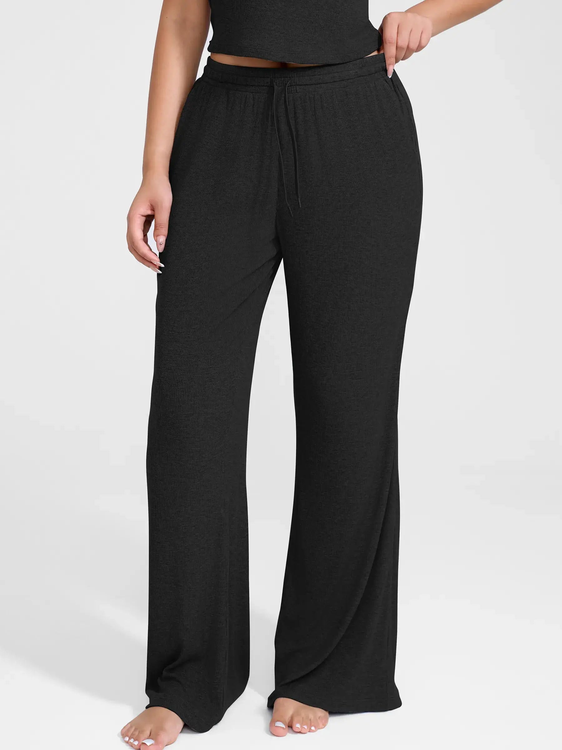 Ribbed Wide-Leg Soft Lounge Pants