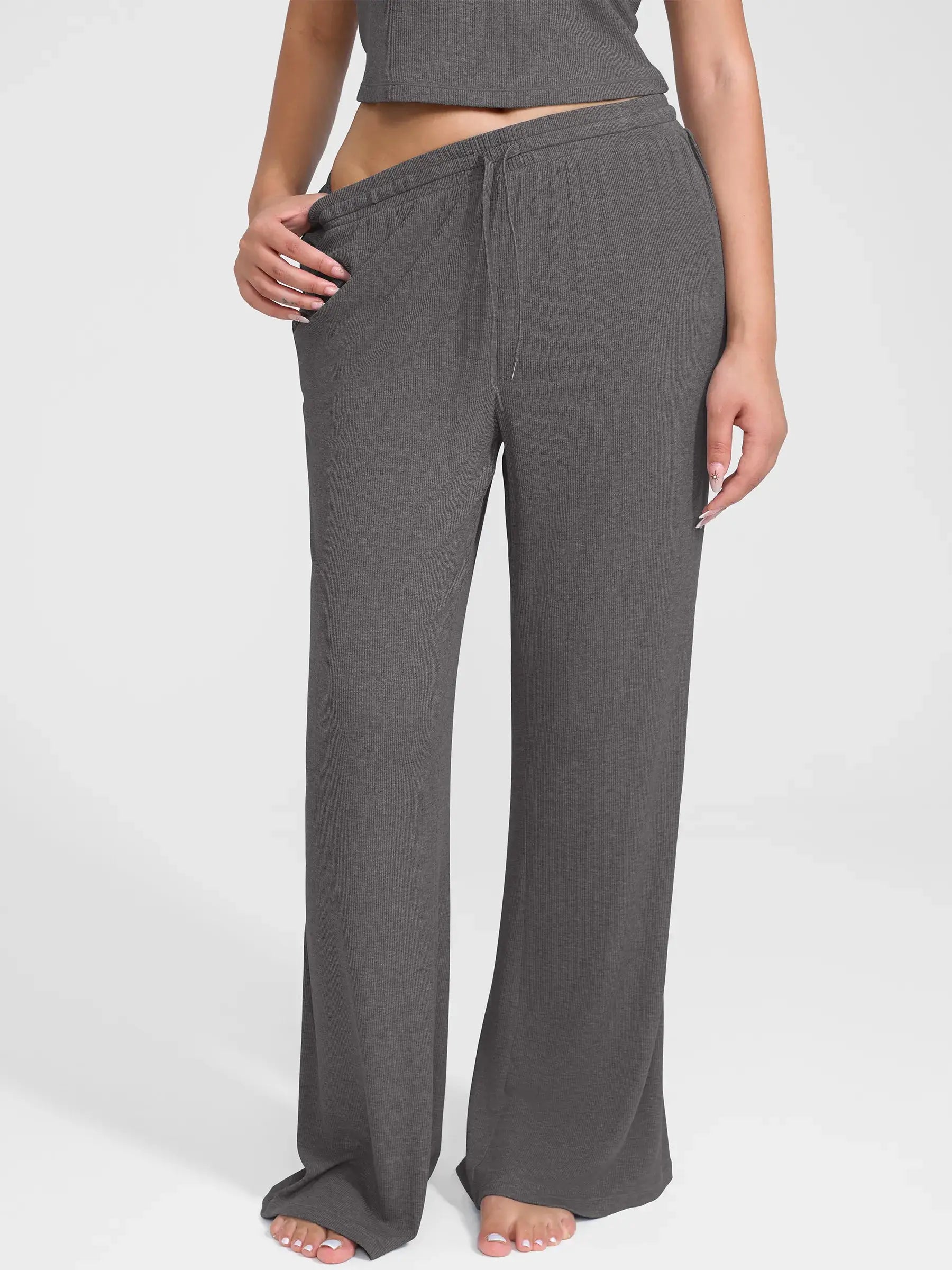 Ribbed Wide-Leg Soft Lounge Pants