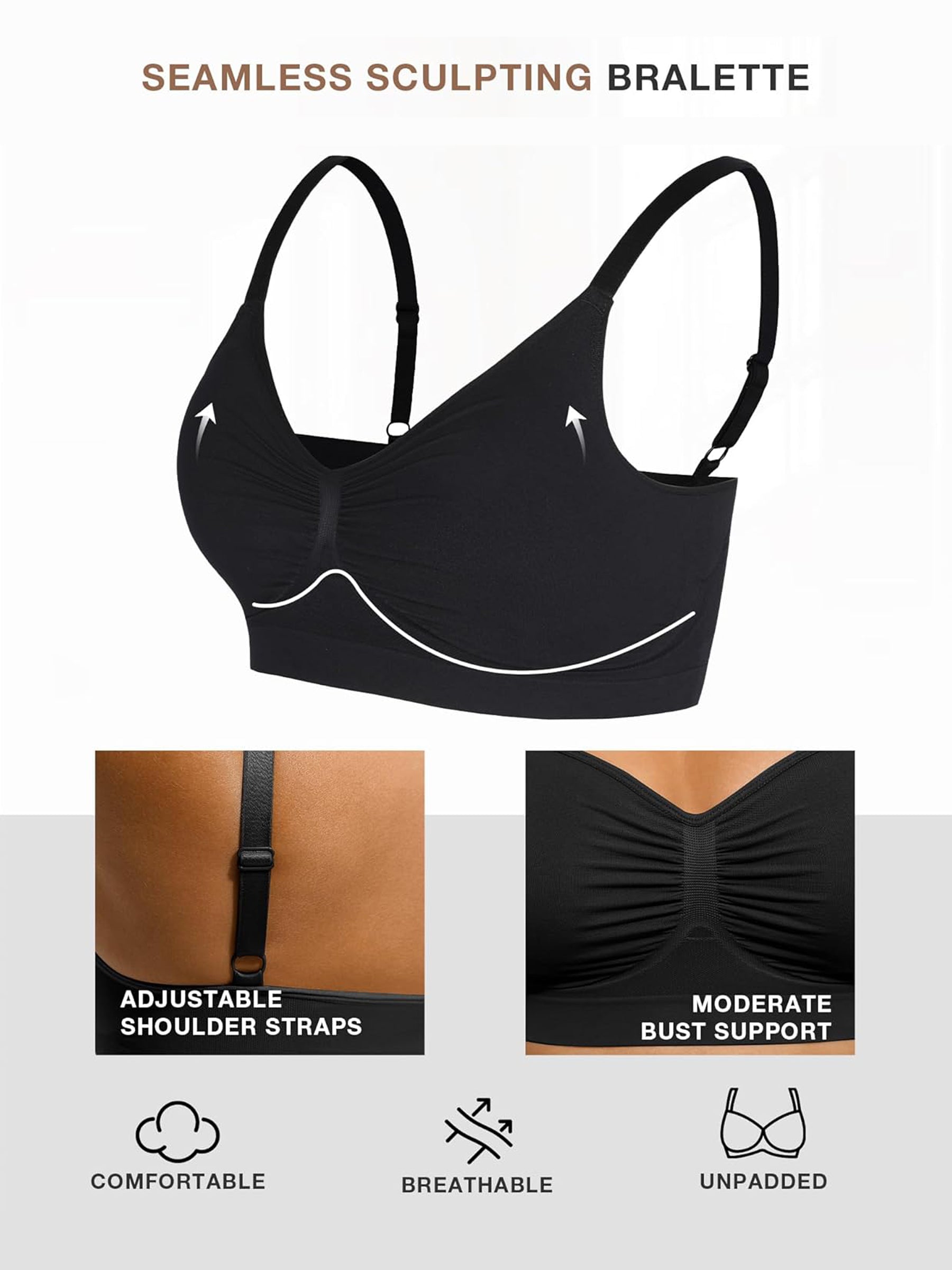 3-Pack Seamless Smooth Wireless Bra Bundle