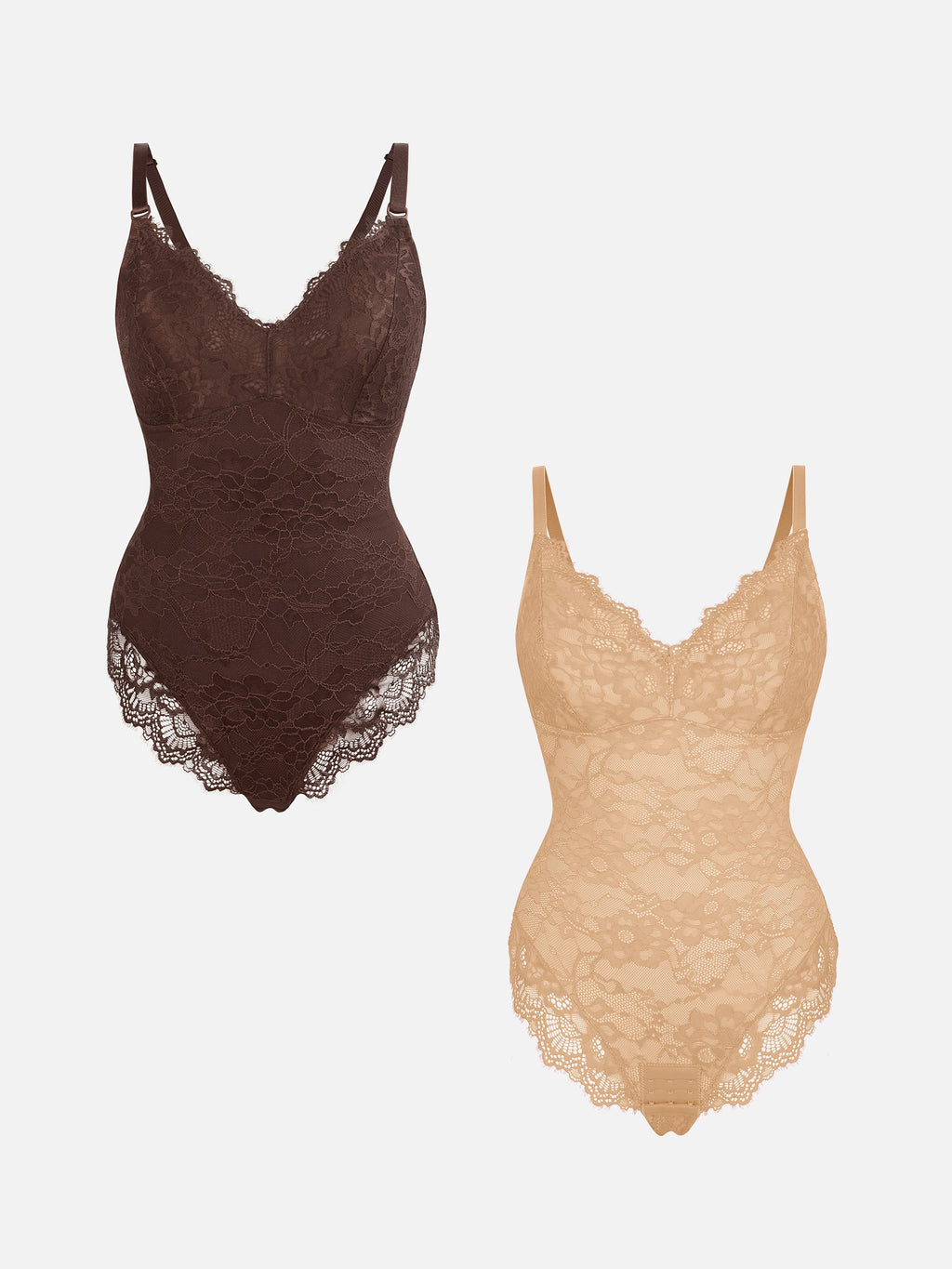 2-Pack Lace V Neck Bodysuit Bundle