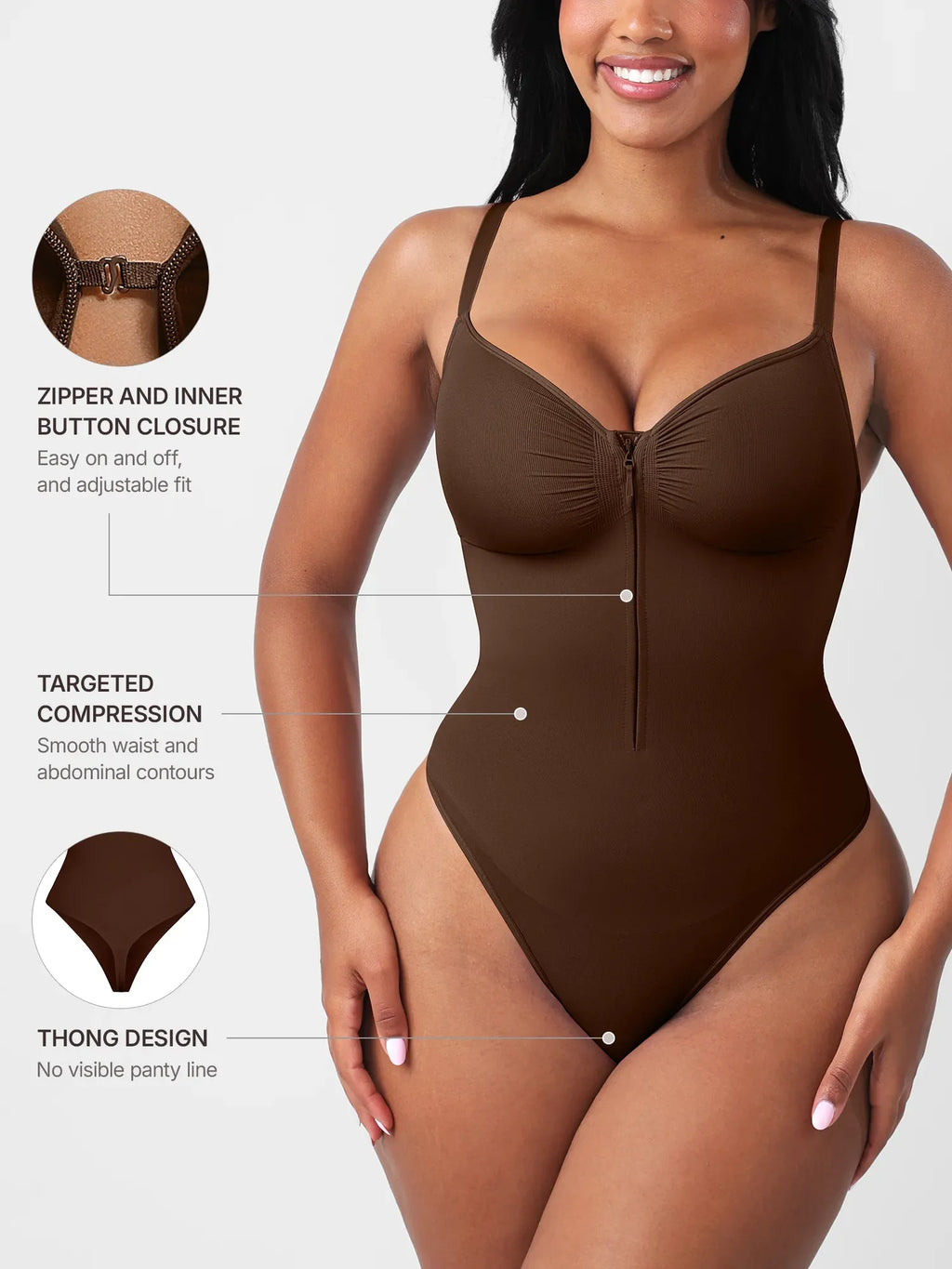 Seamless Tummy Control Zipper Bodysuit