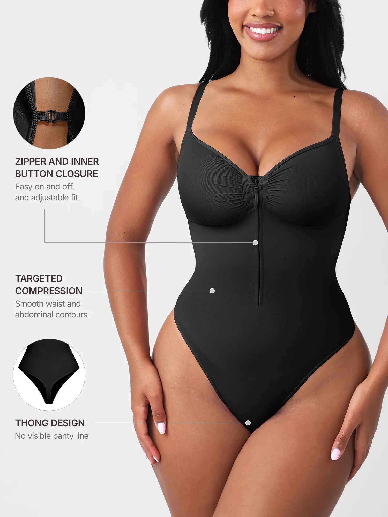 Seamless Tummy Control Zipper Bodysuit