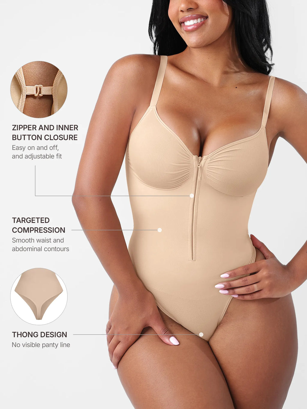 Seamless Tummy Control Zipper Bodysuit
