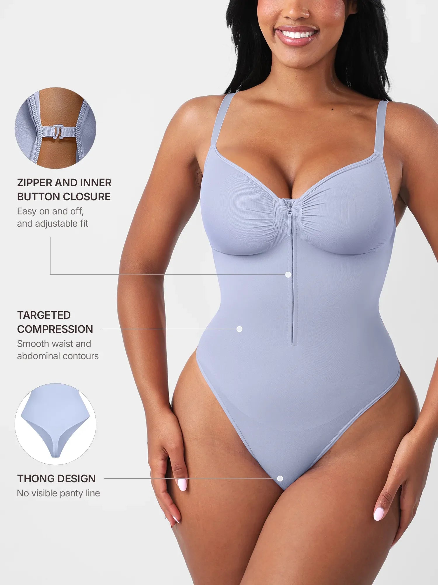Seamless Tummy Control Zipper Bodysuit