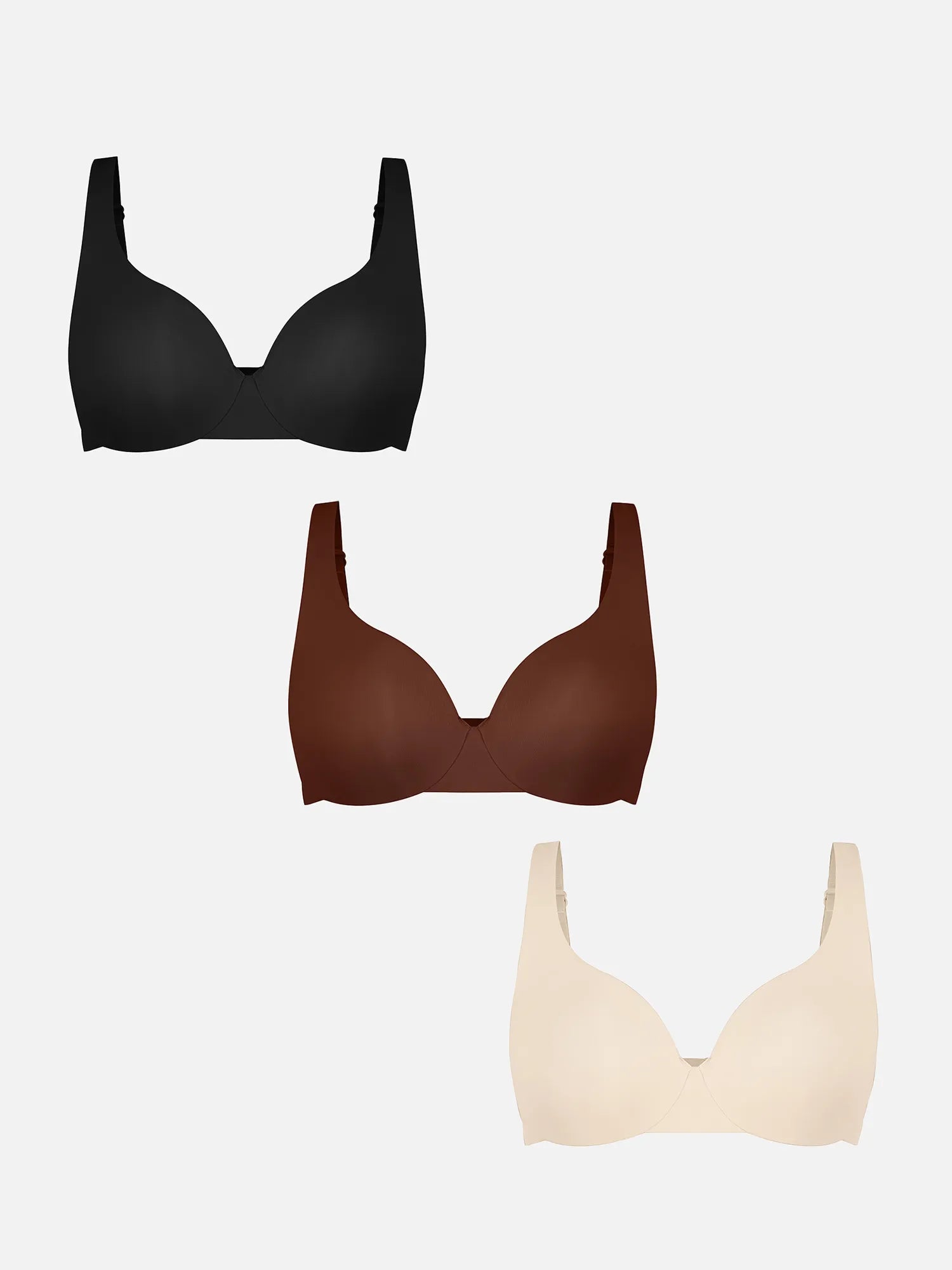 Adjustable-Strap Underwire Deep V-neck Bra Bundle
