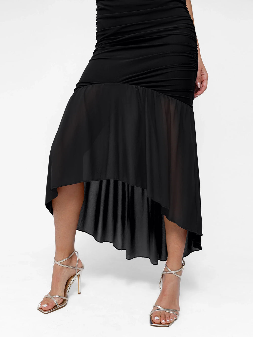 Popilush Shapewear Bluetag Cooling Ruched Mesh Bodycon Maxi Dress