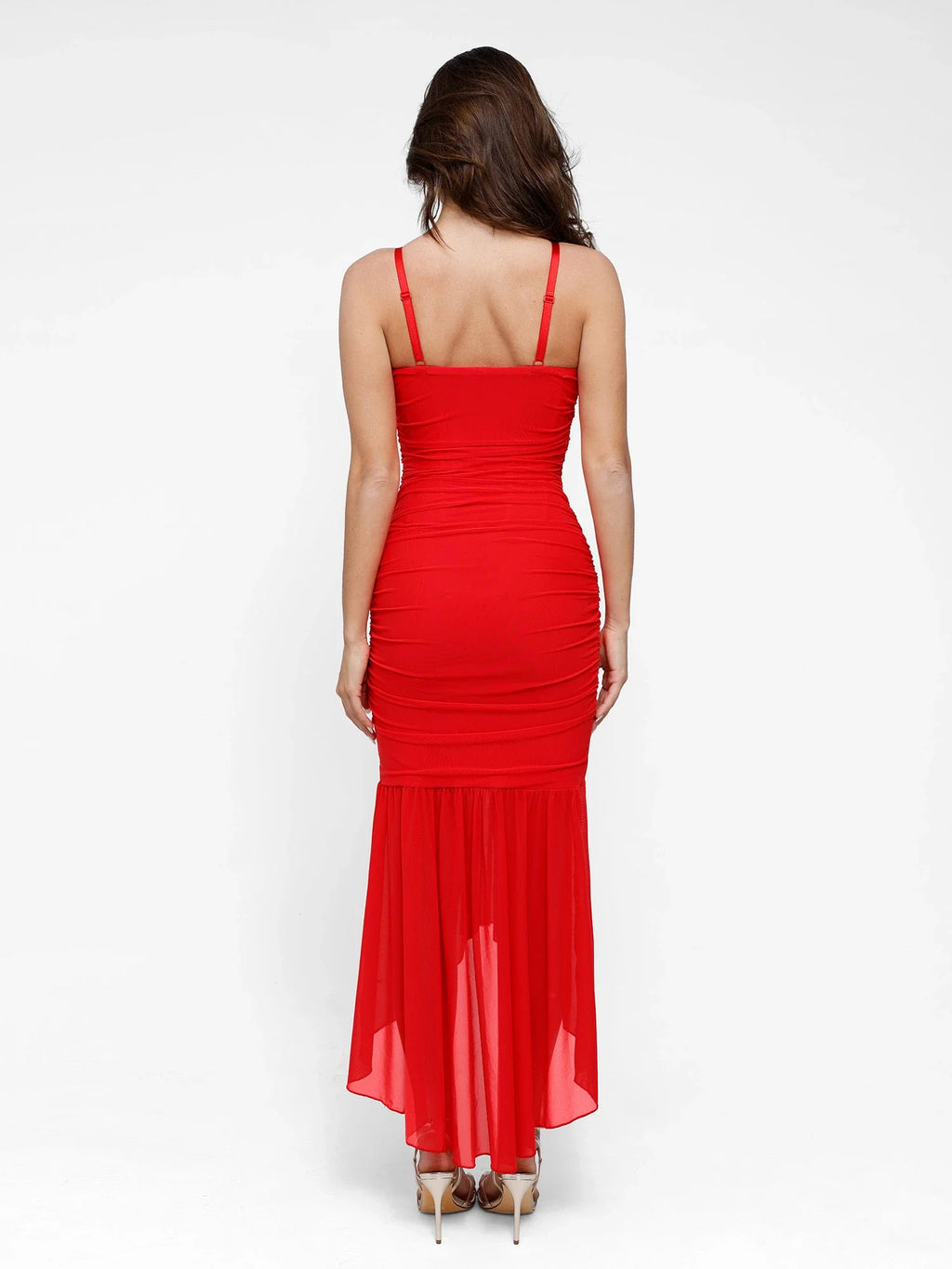 Popilush Shapewear Bluetag Cooling Ruched Mesh Bodycon Maxi Dress