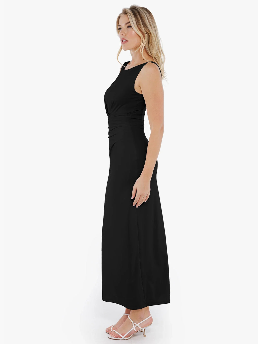 Popilush Shapewear Boatneck Draped Sculpting Maxi Dress
