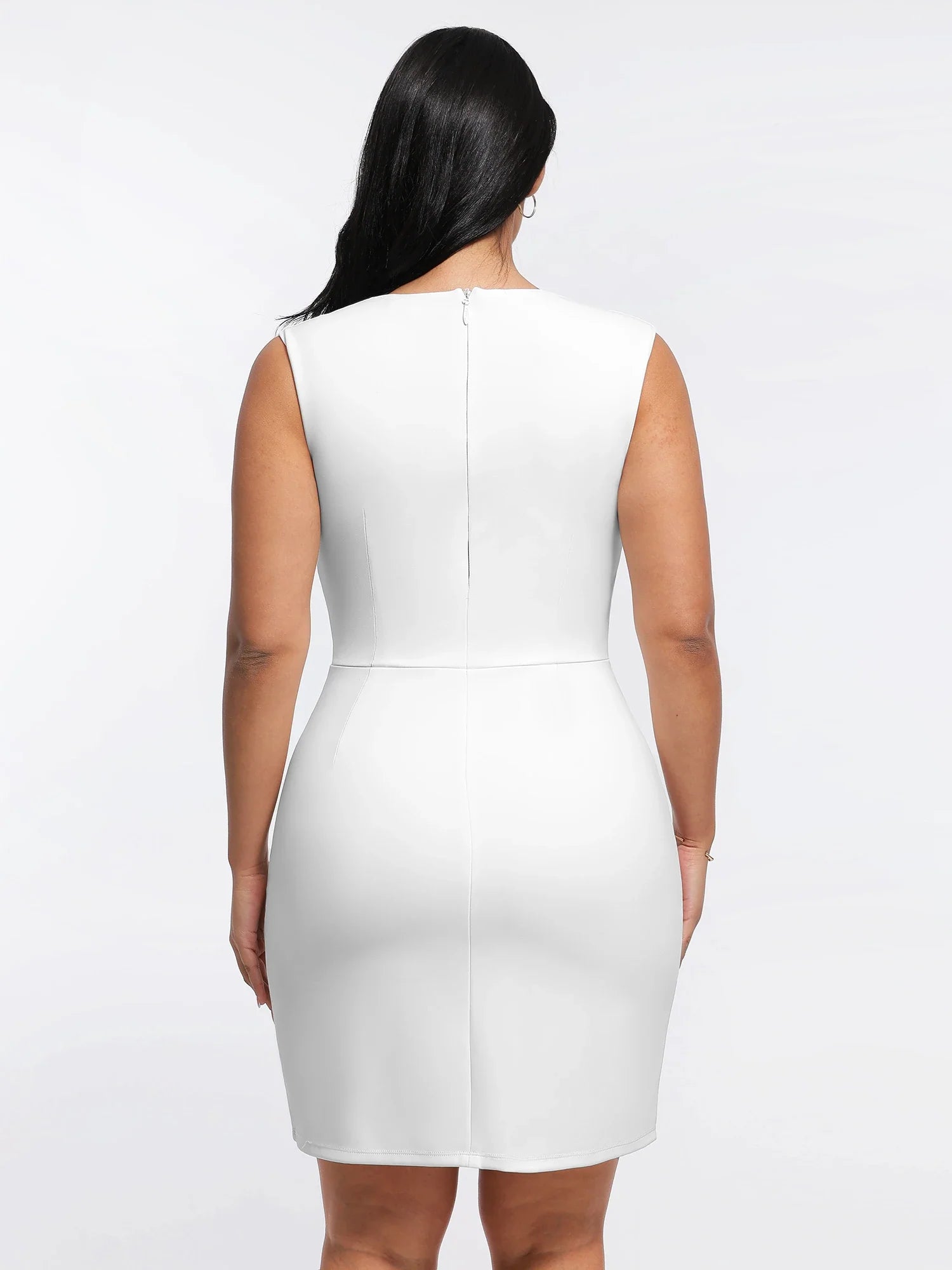 Popilush Shapewear Cut-in Square Neck Sculpting Midi Dress