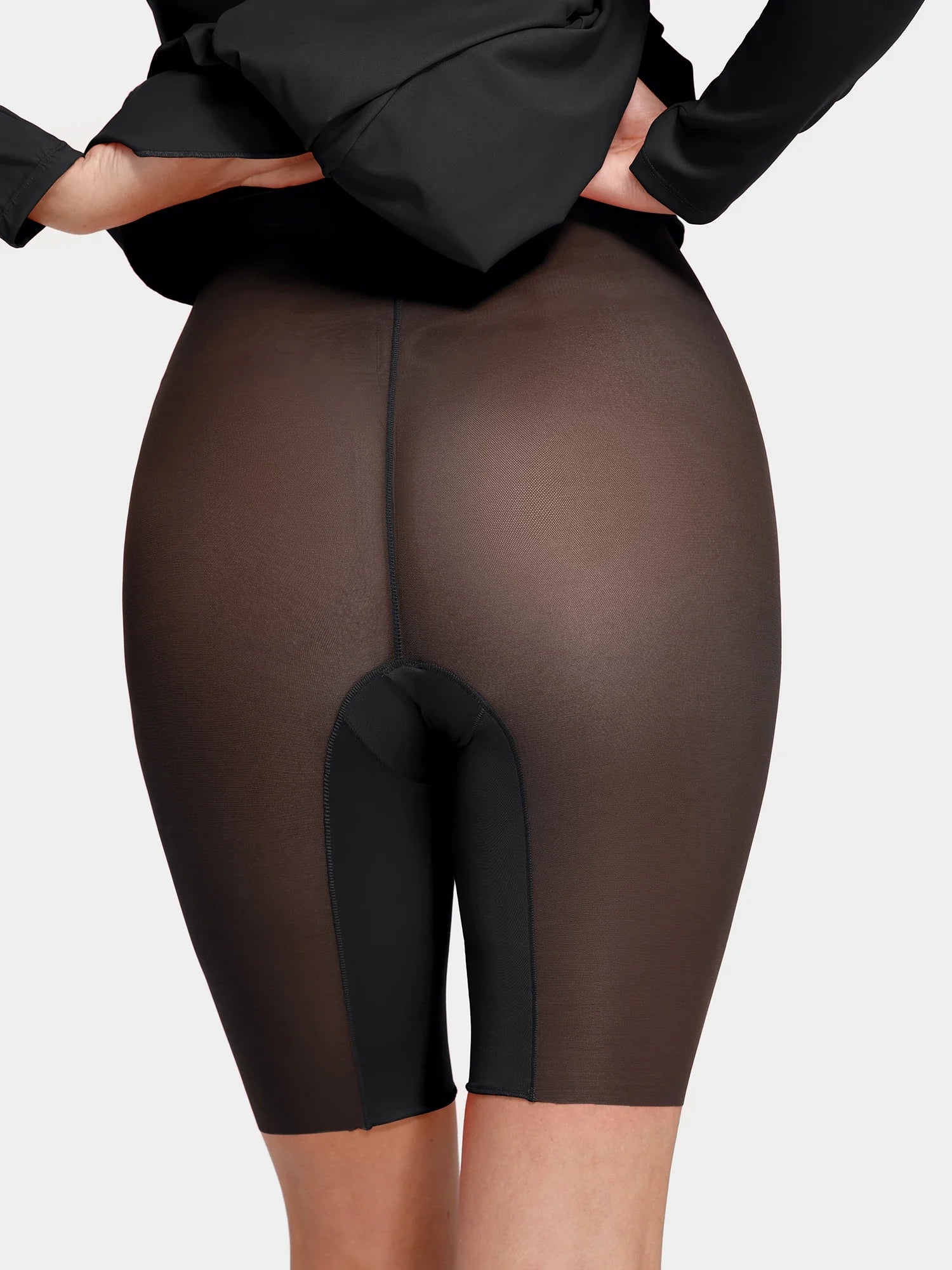 Popilush Shapewear Long Sleeve Lace Trim Sculpting Mermaid Maxi Dress