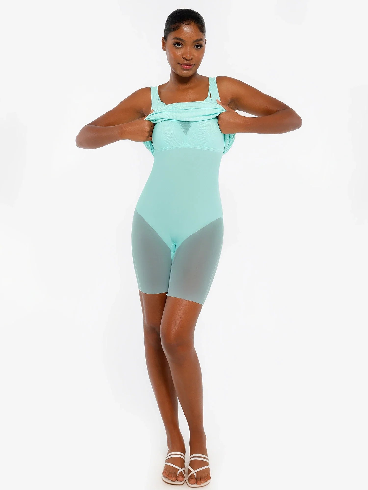 Popilush Shapewear Modal Sculpting Inner Lace Cami Mini Dress