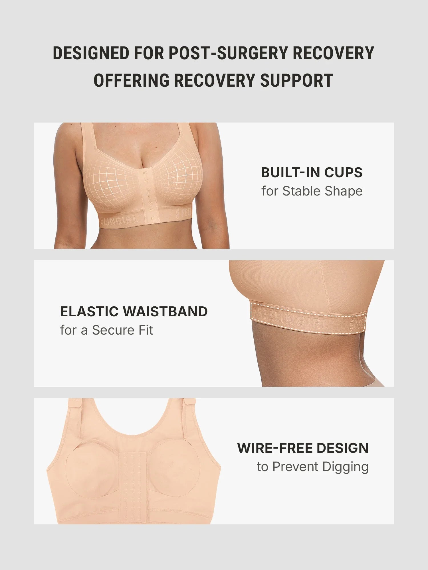 FeelCare Soft Post-Surgery Support Bra