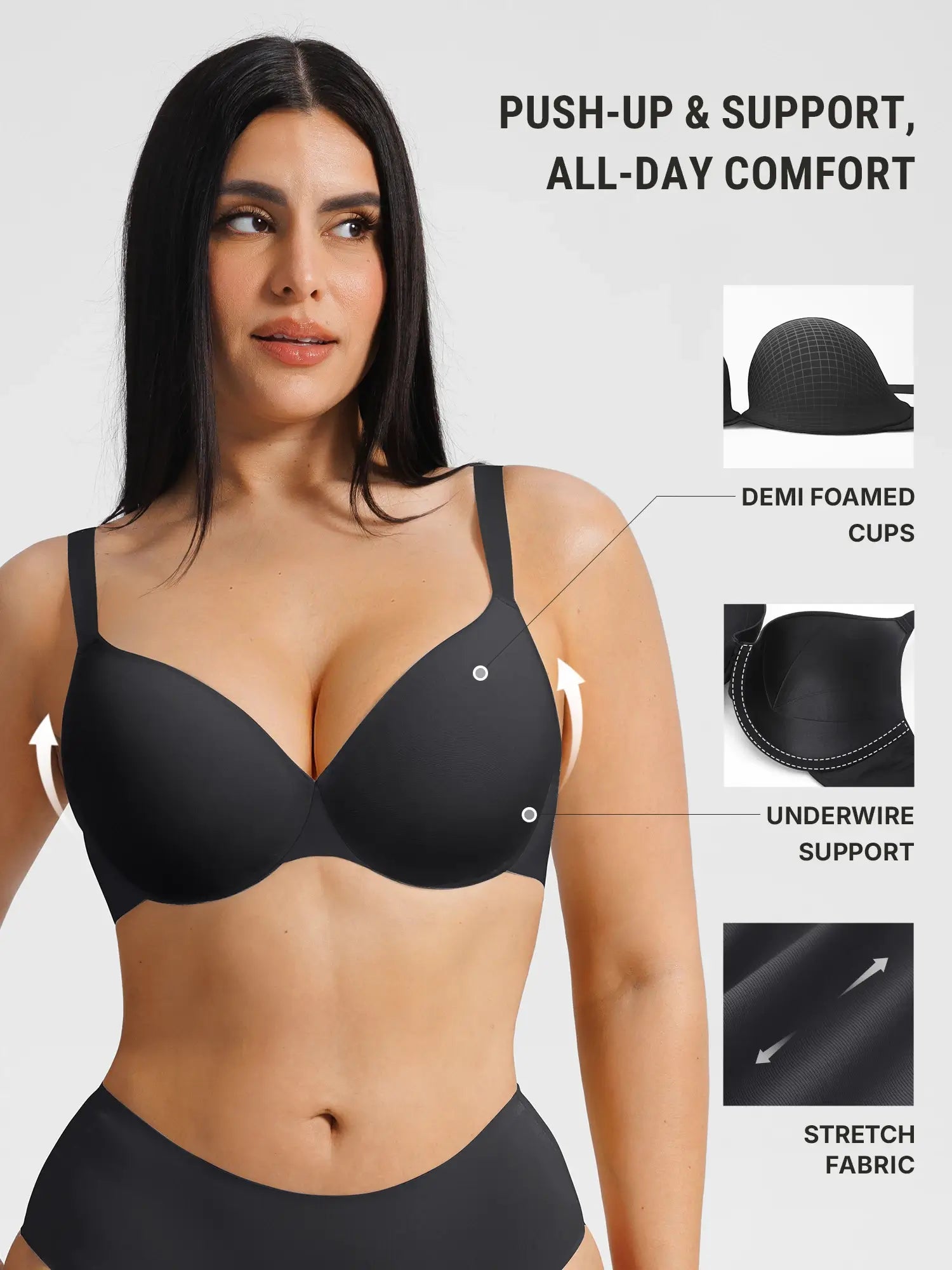 Push Up Lightly Lined Demi Bra