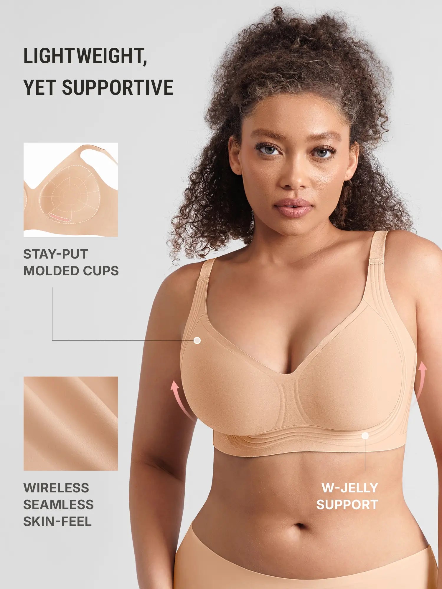 Jelly-Support Plunge Wireless Seamless Bra