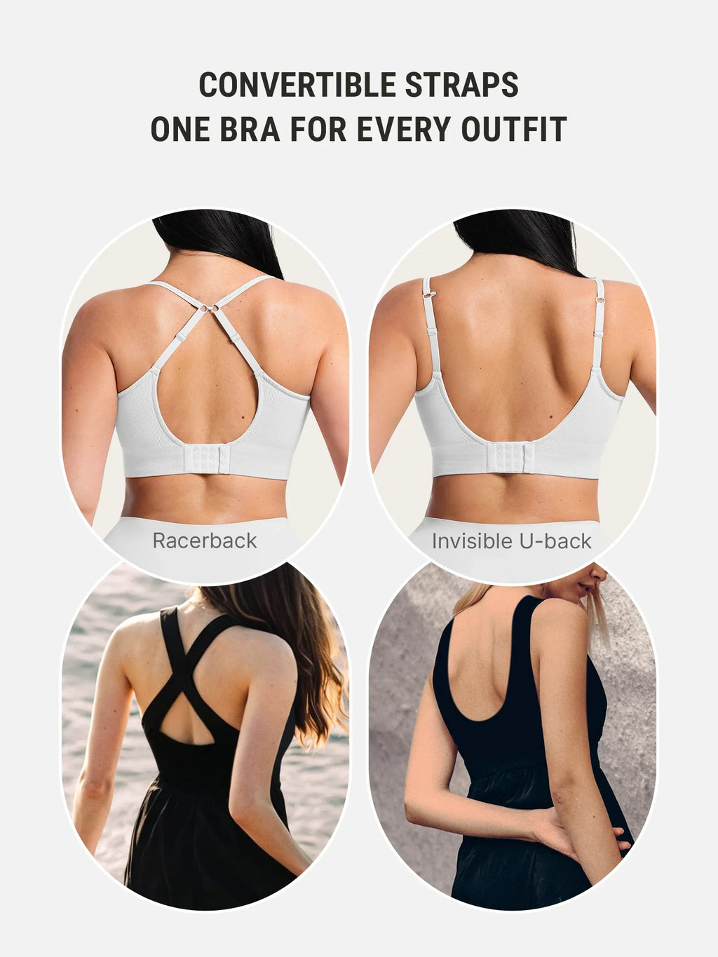 Lift Adjustable Seamless Wireless Ribbed Bra