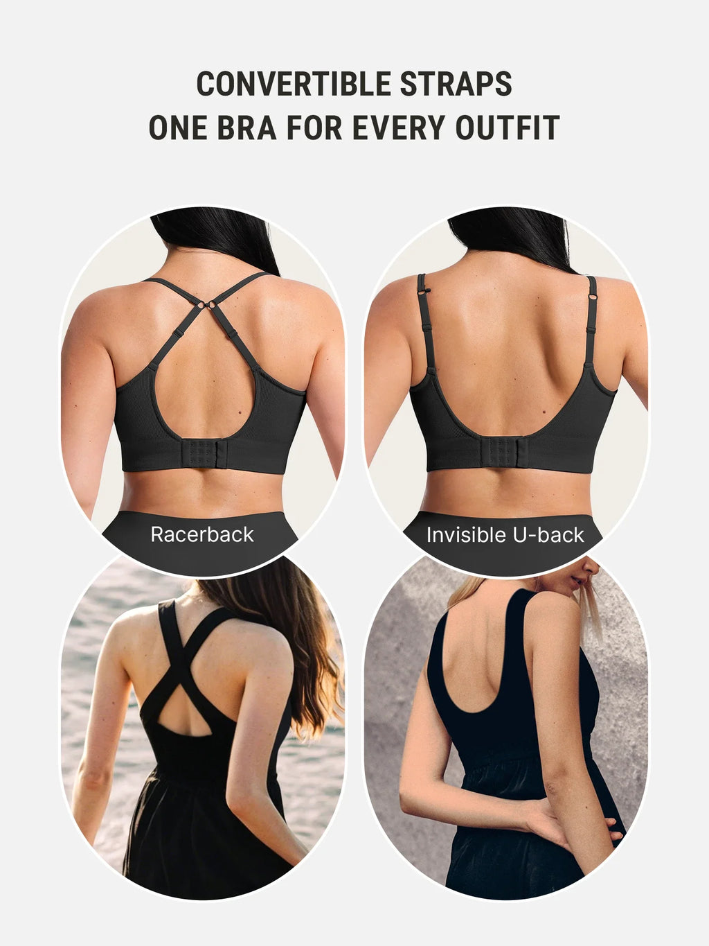Lift Adjustable Seamless Wireless Ribbed Bra