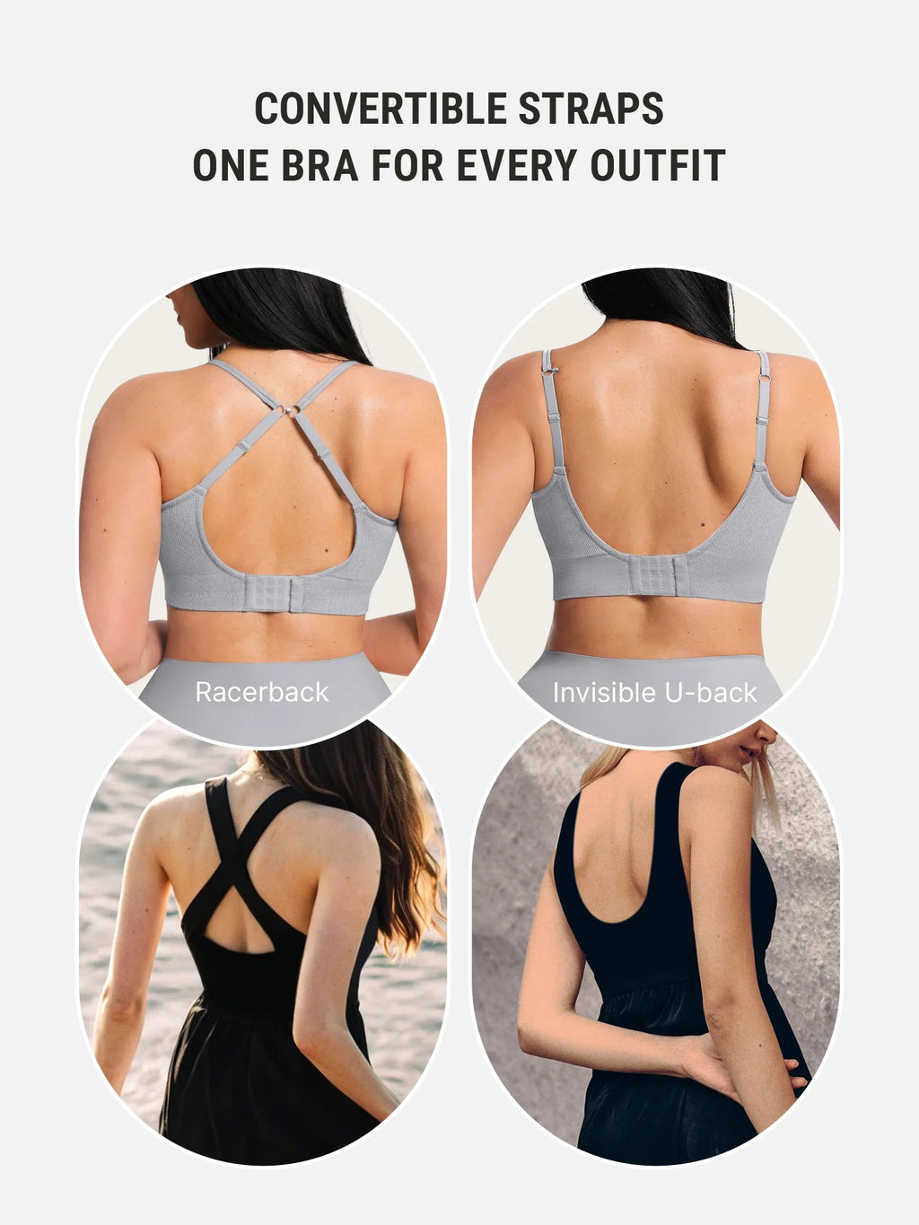 Lift Adjustable Seamless Wireless Ribbed Bra
