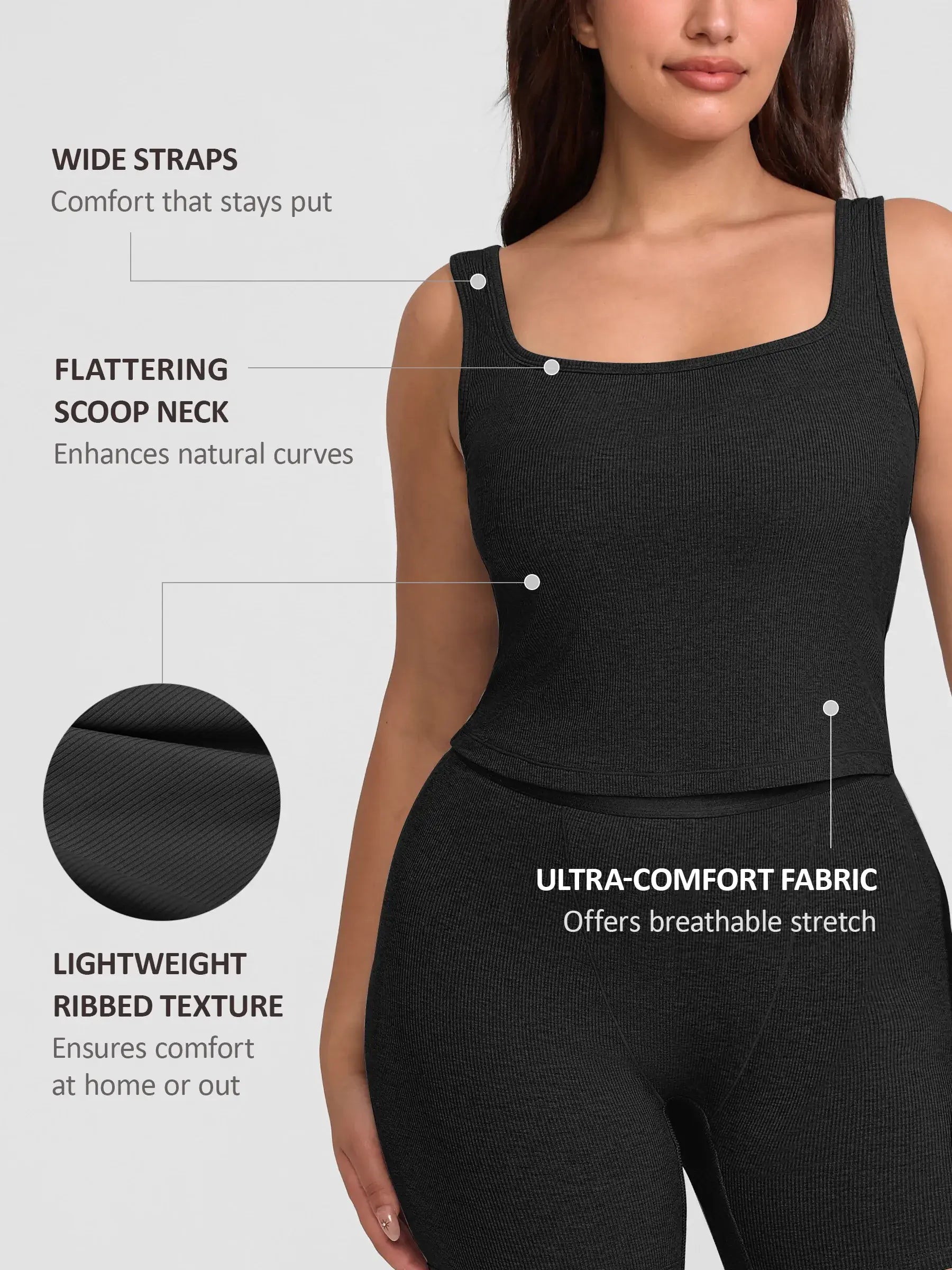 Ribbed Square-Neck Lounge Tank Top