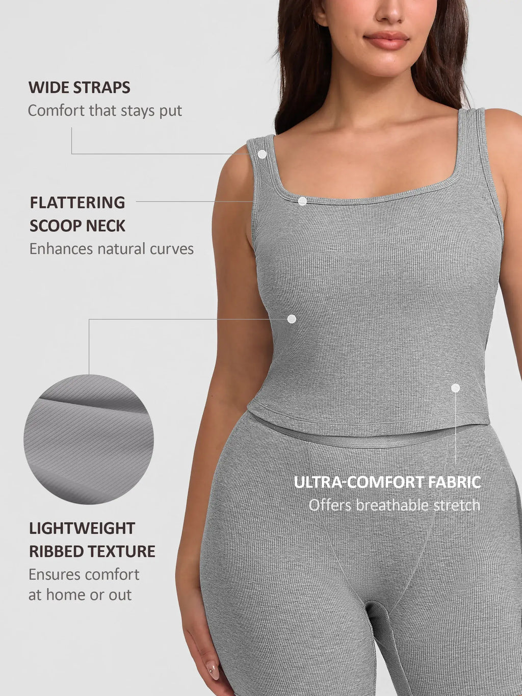 Ribbed Square-Neck Lounge Tank Top