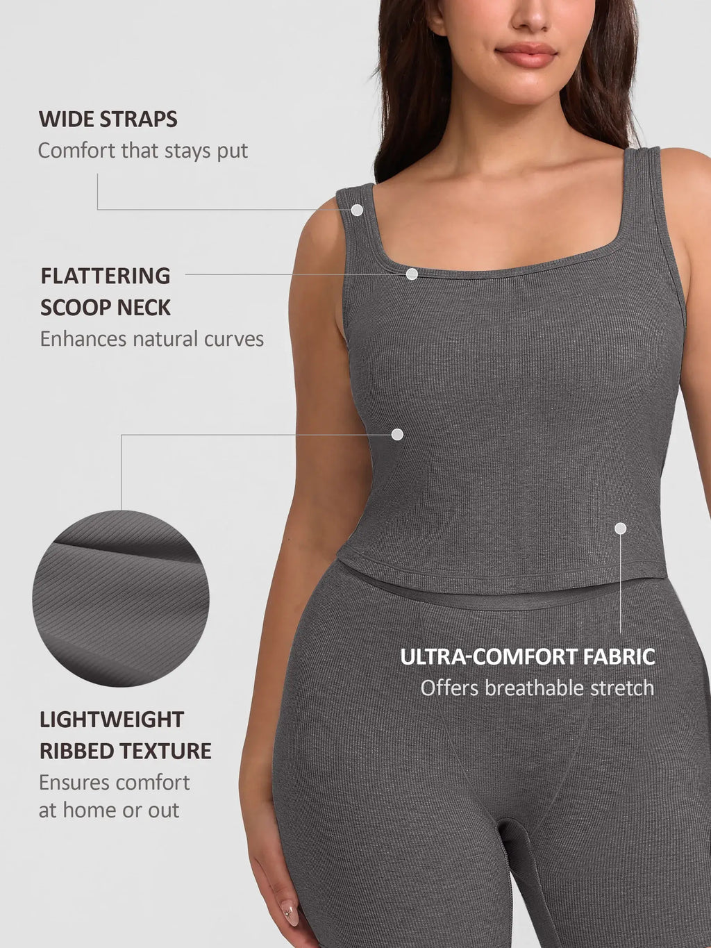 Ribbed Square-Neck Lounge Tank Top