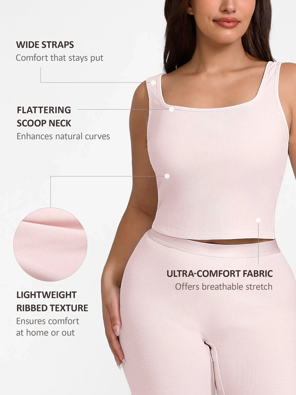 Ribbed Square-Neck Lounge Tank Top