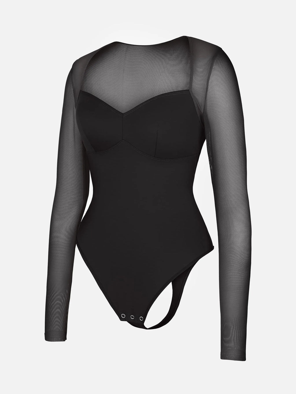 Mesh Panel V-Neck Bodysuit
