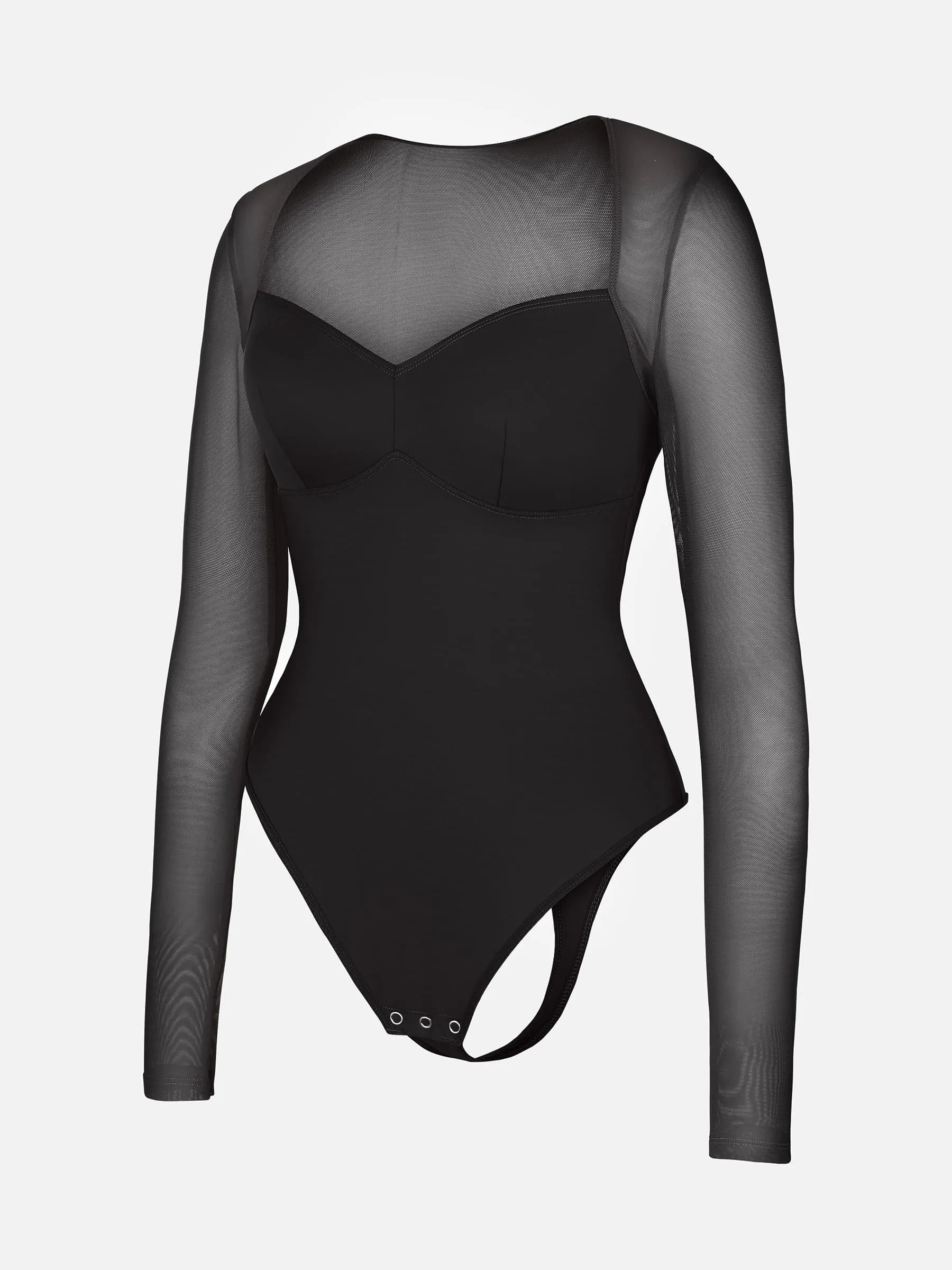 Mesh Panel V-Neck Bodysuit