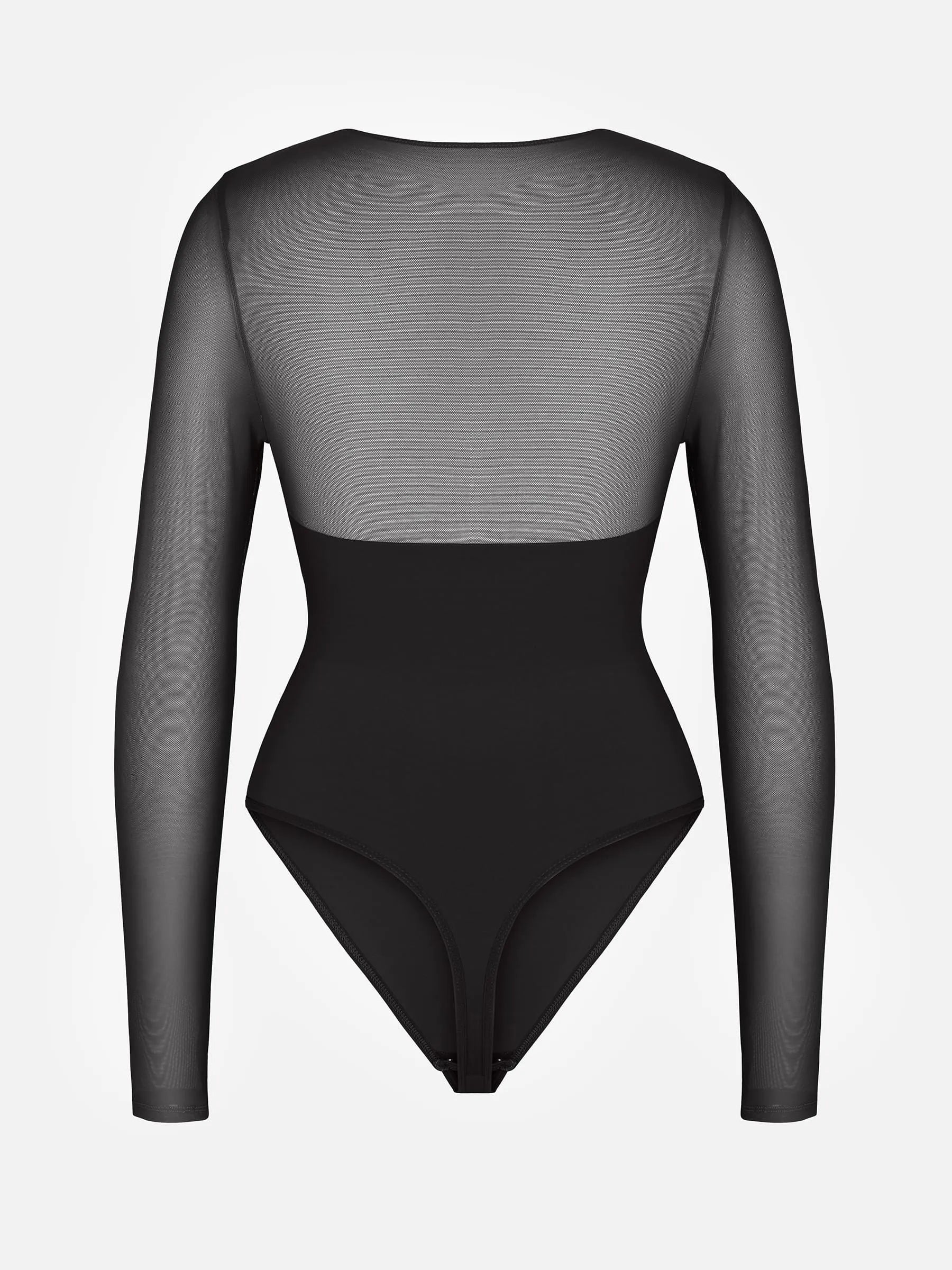 Mesh Panel V-Neck Bodysuit