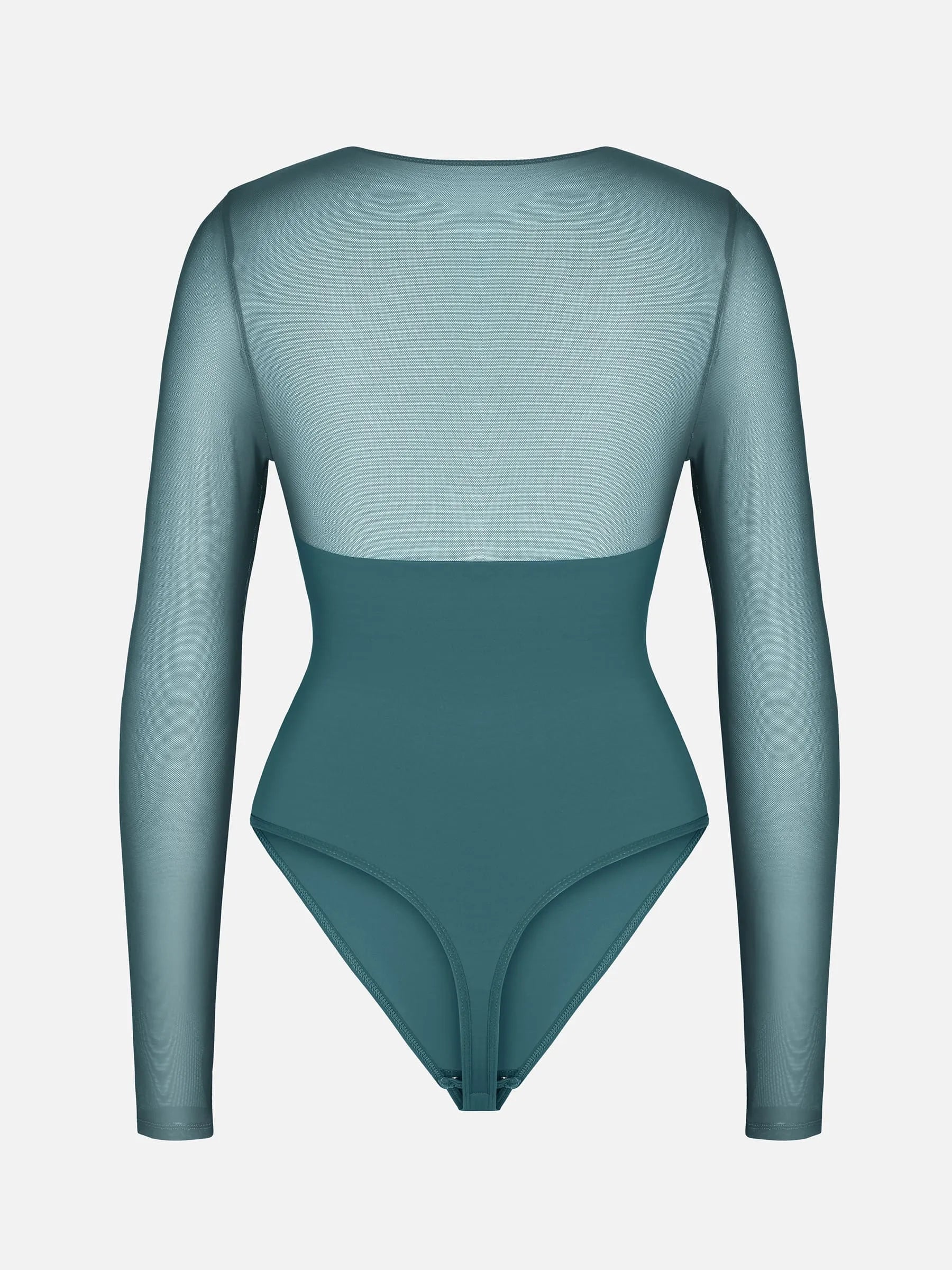 Mesh Panel V-Neck Bodysuit