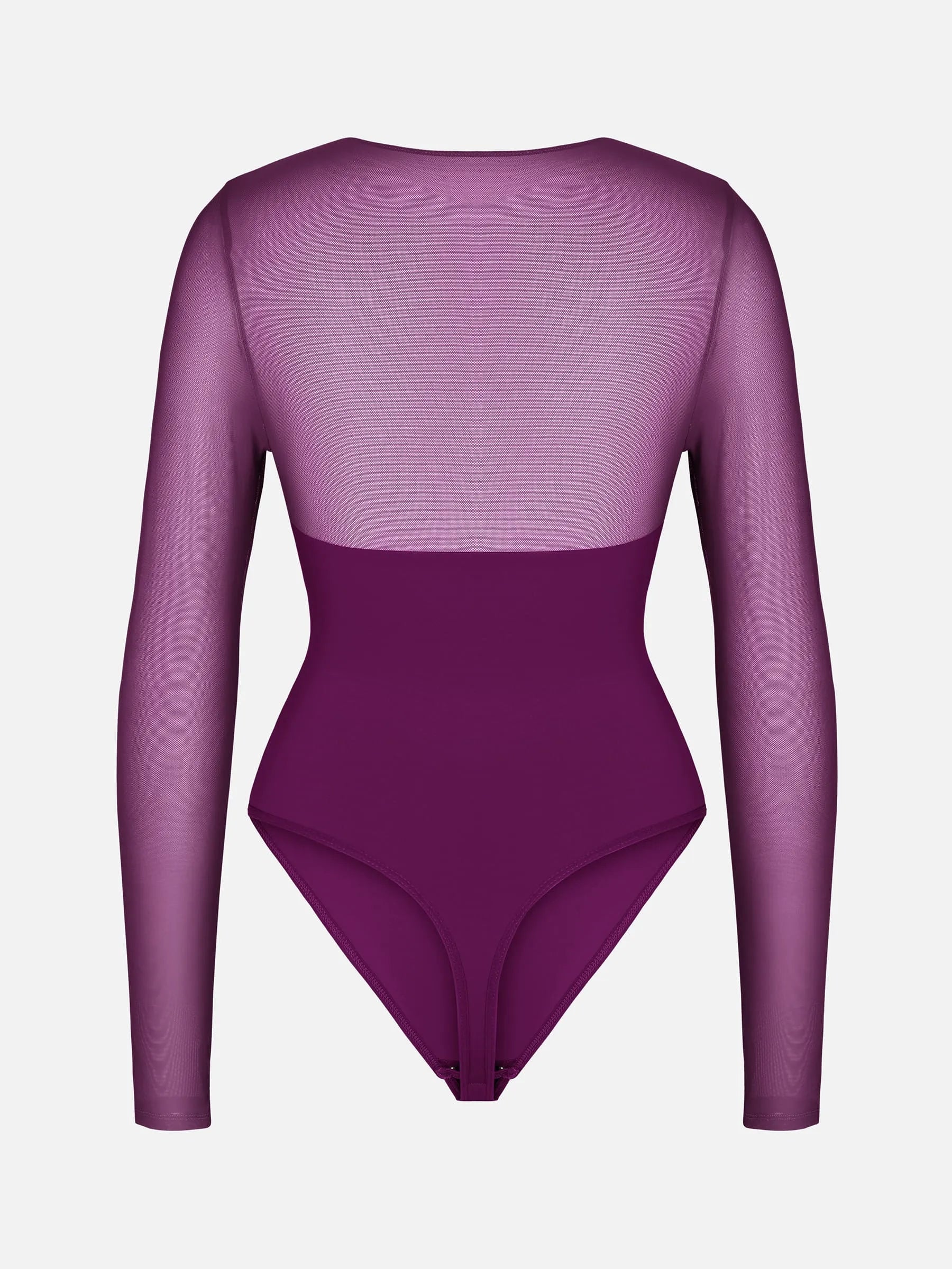 Mesh Panel V-Neck Bodysuit