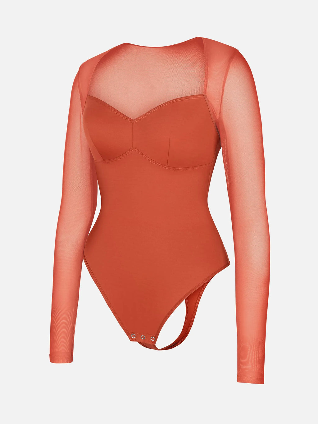 Mesh Panel V-Neck Bodysuit