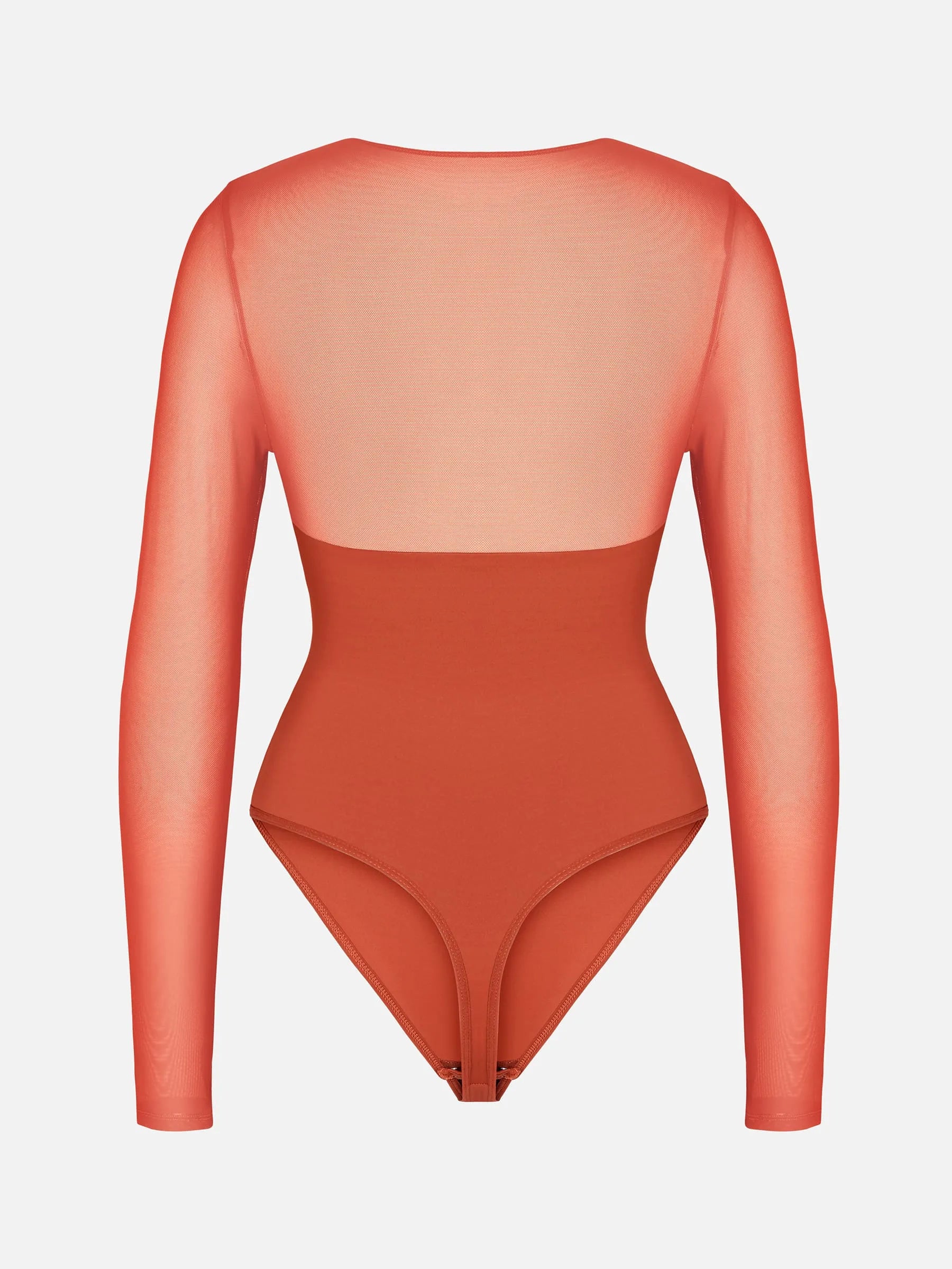 Mesh Panel V-Neck Bodysuit