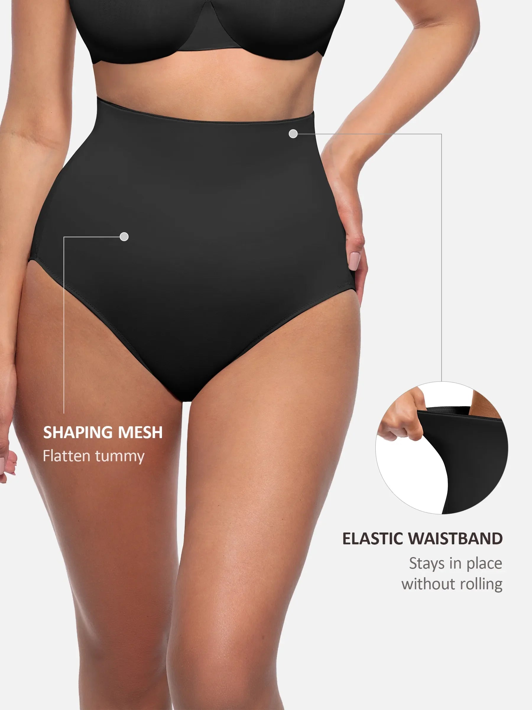 Built-in Elastic Mid-Waist Shaping Panties