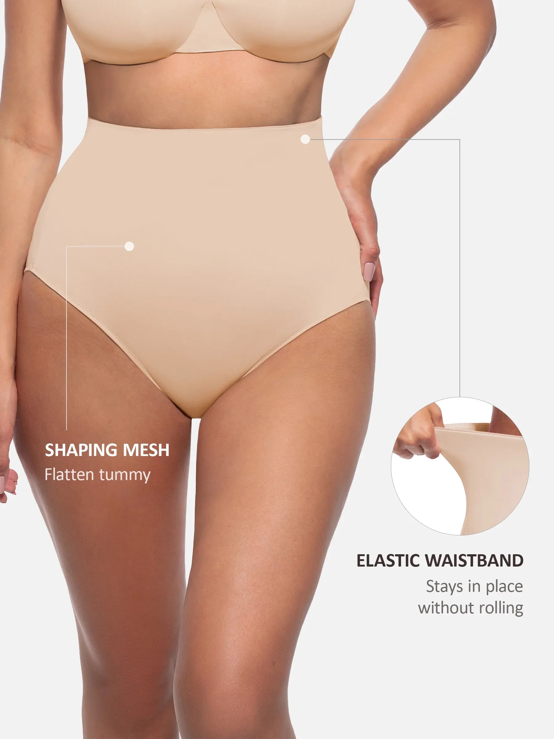 Built-in Elastic Mid-Waist Shaping Panties