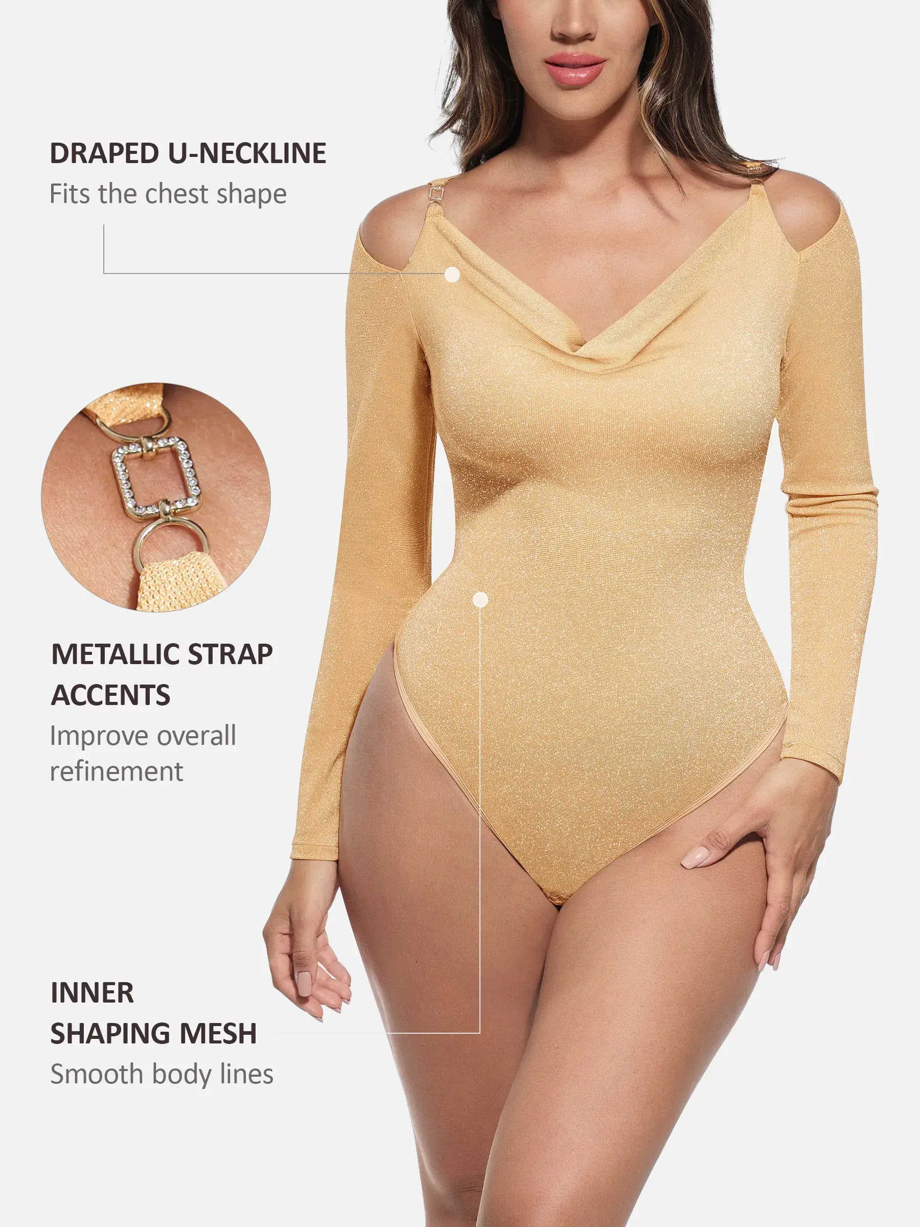 Shiny Swing Collar All In One Bodysuit