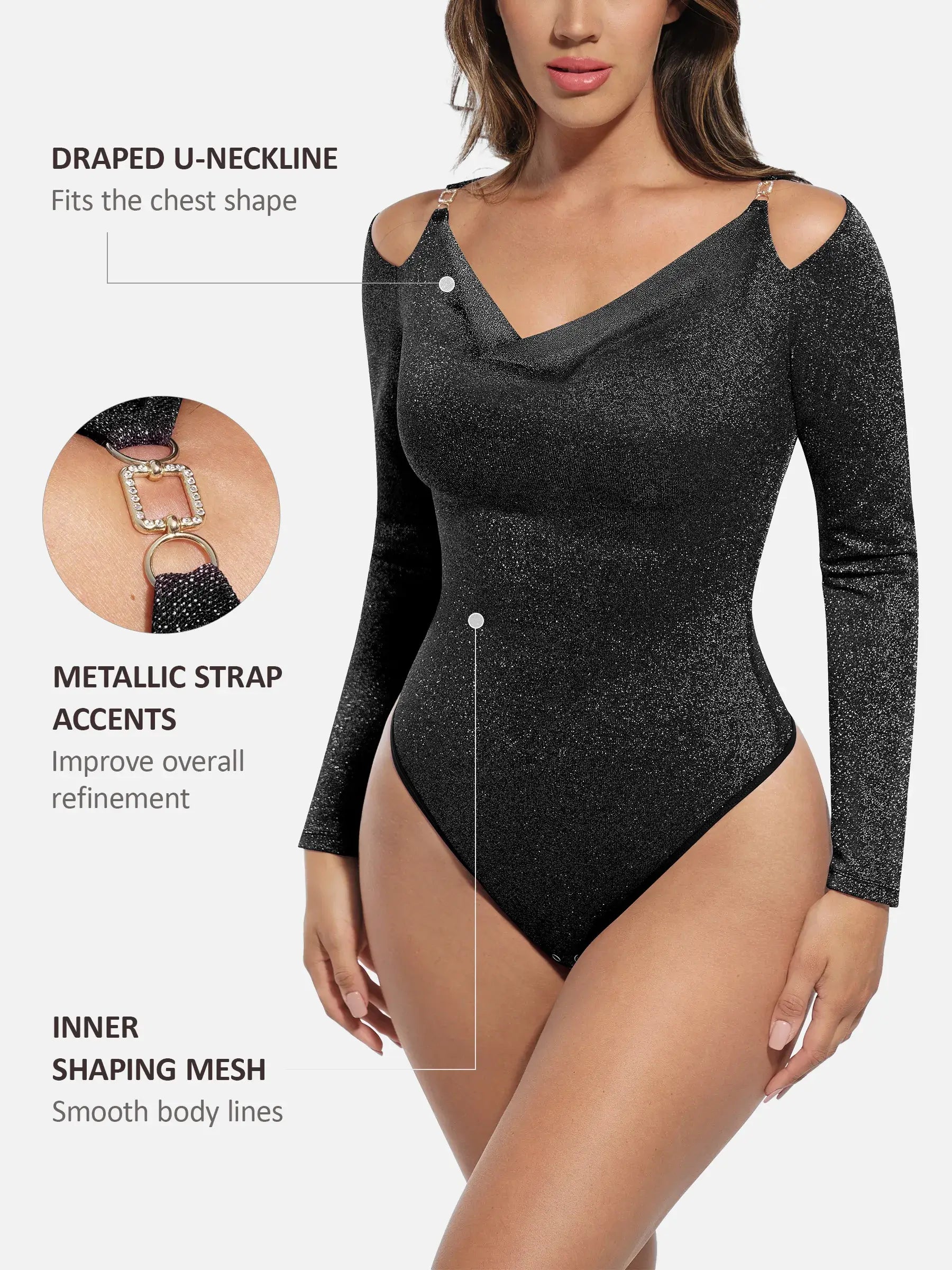 Shiny Swing Collar All In One Bodysuit