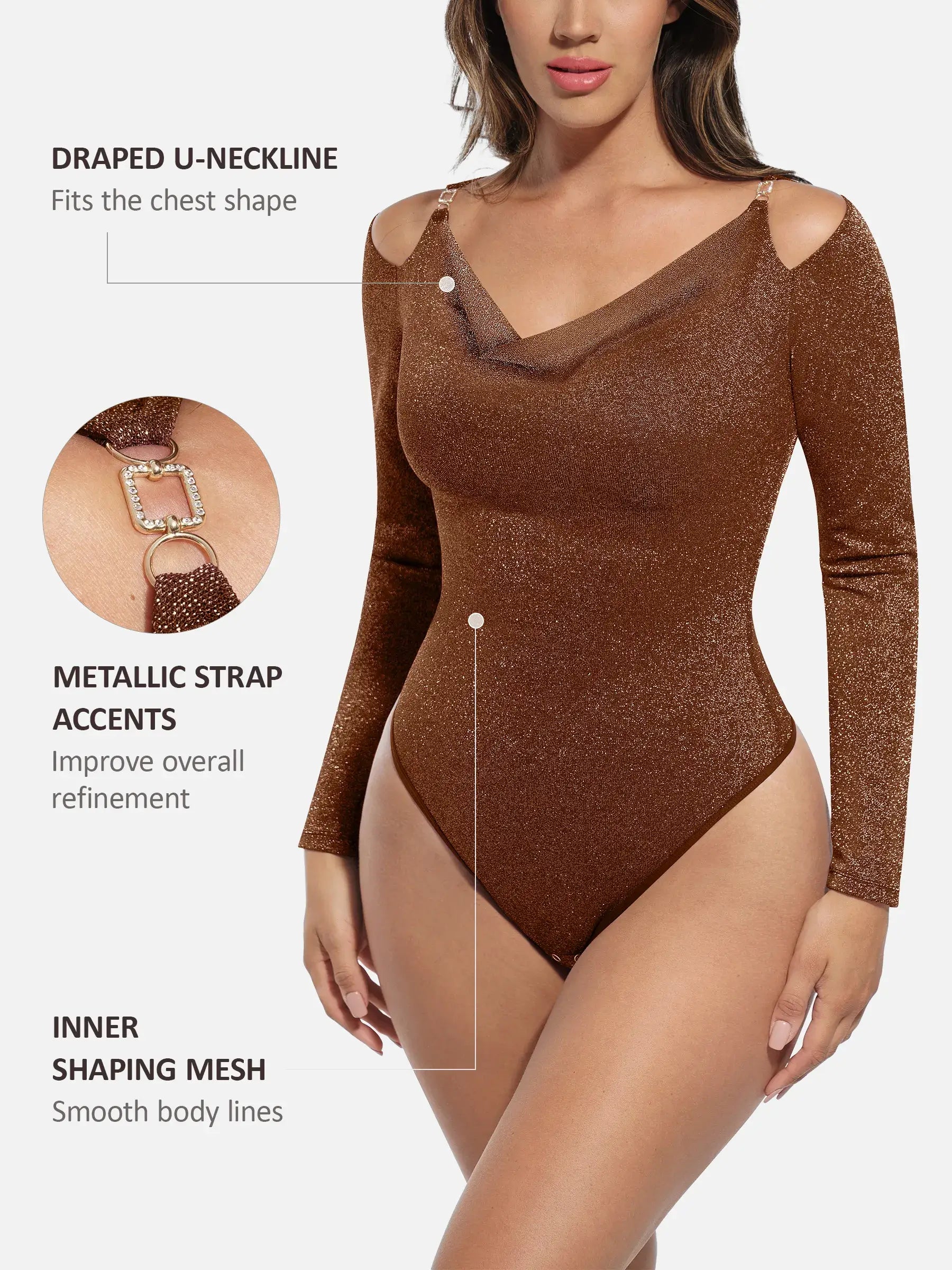 Shiny Swing Collar All In One Bodysuit