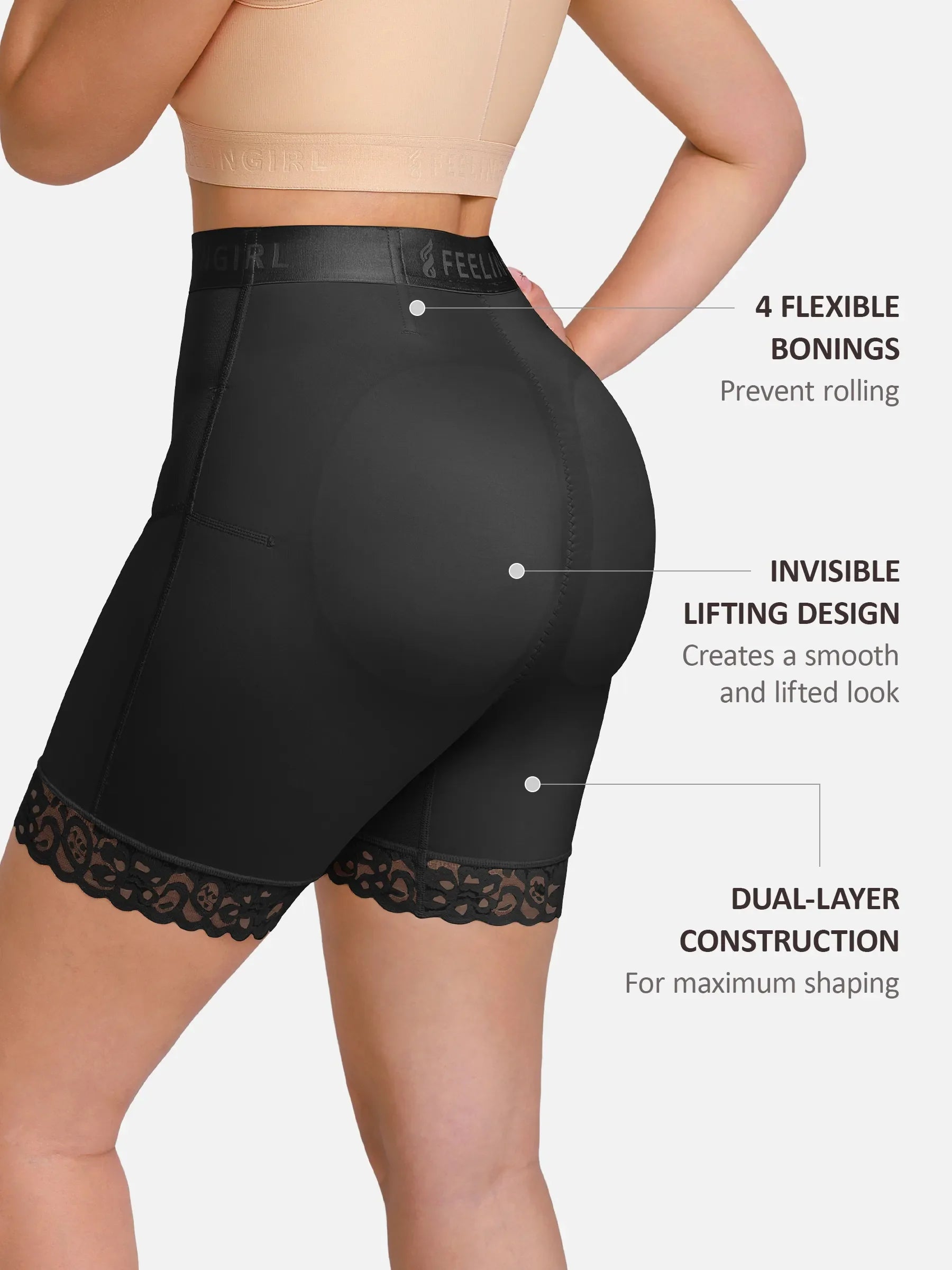 Front-Zip Mid-Waist Shaper Shorts