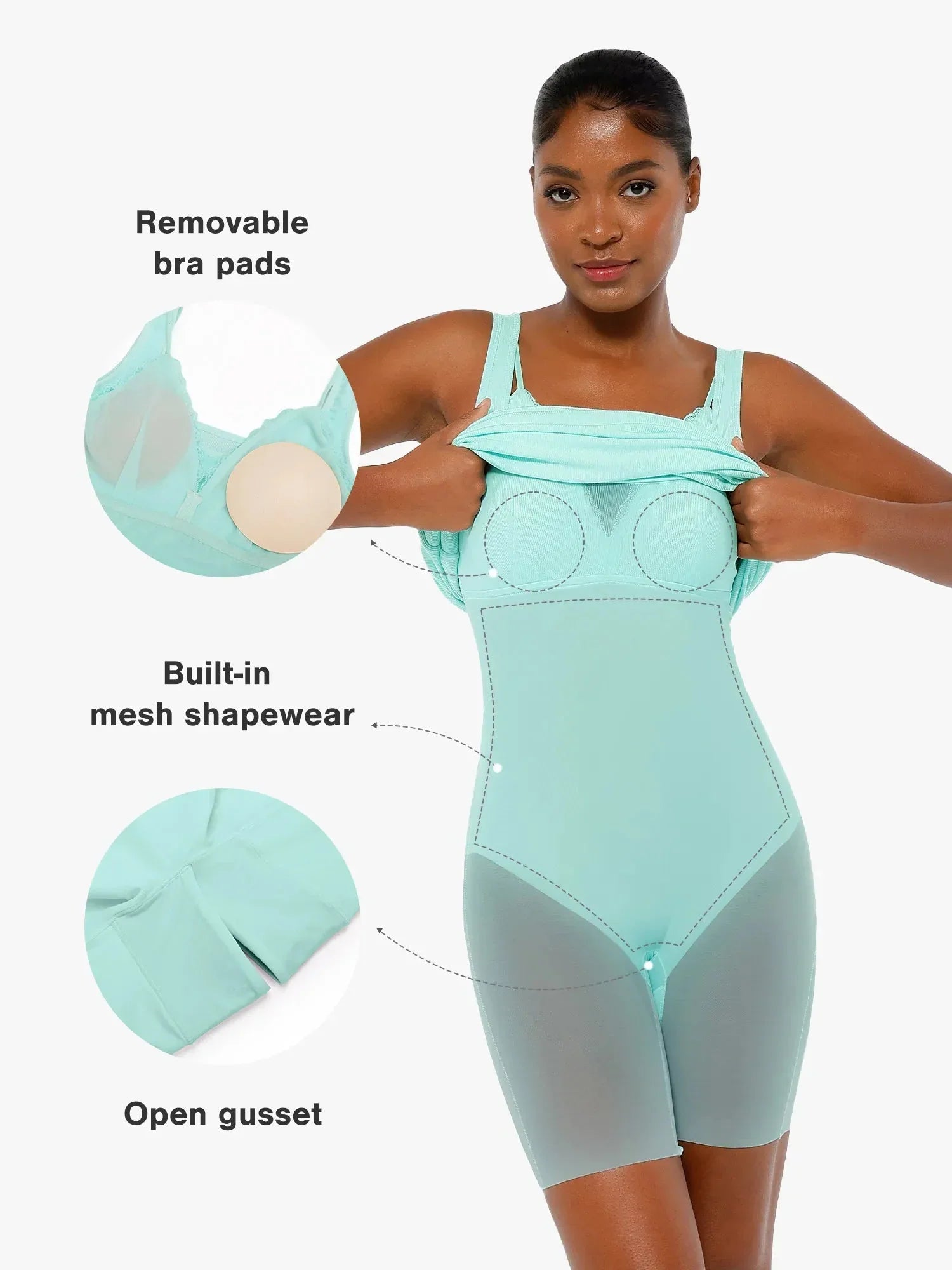 Popilush Shapewear Modal Sculpting Inner Lace Cami Mini Dress